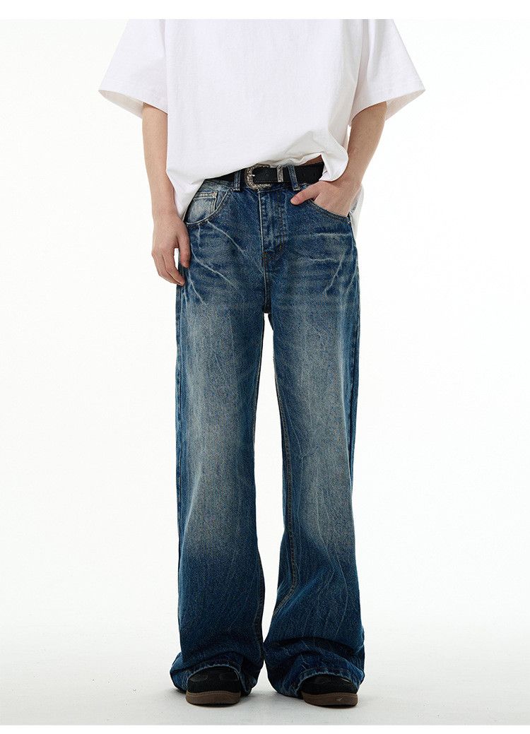 Japanese Brand × Jean American retro lightning pattern washed loose jeans Size US 32 / EU 48 - 1 Thumbnail