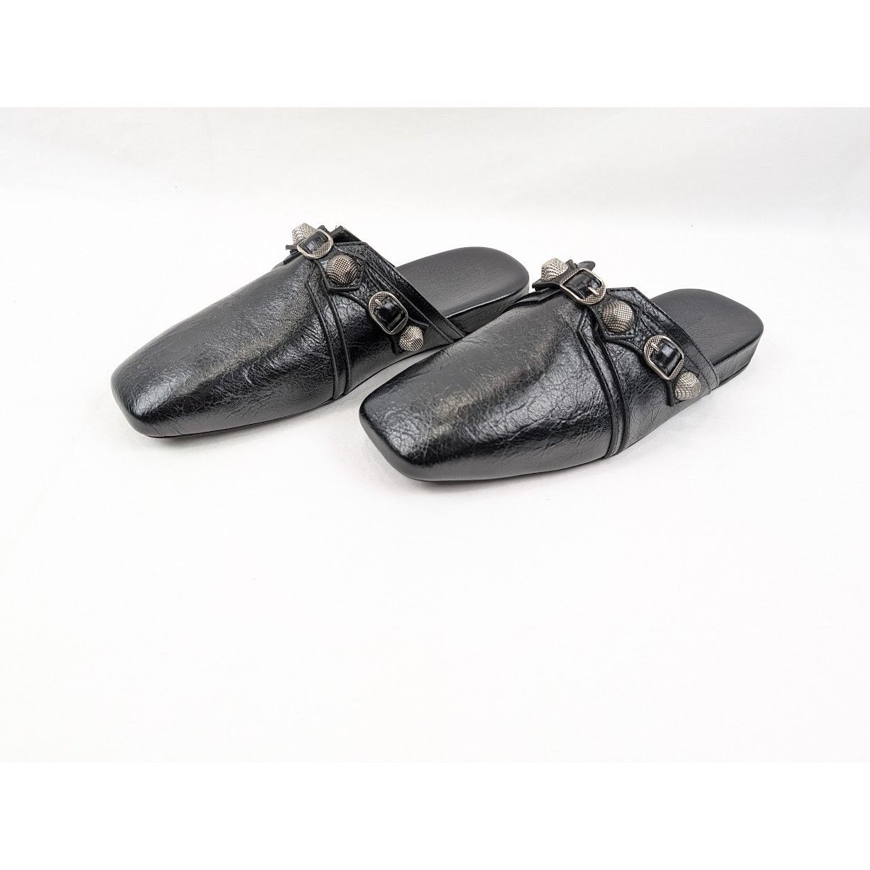 Balenciaga o1rshd1 Cosy Cagole F005 Arena Mules in Black/Aged Silver Size US 7 / EU 40 - 16 Thumbnail