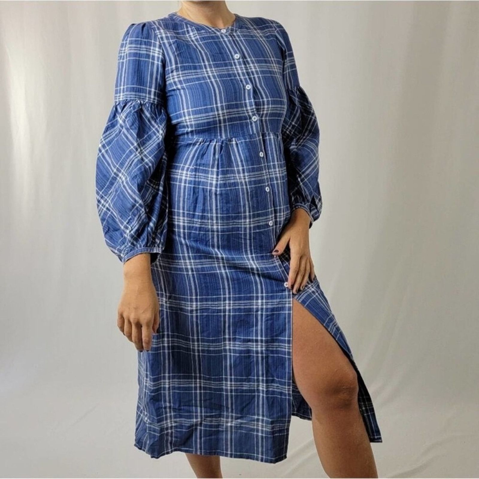 Zara Zara Blue Plaid Dress Size M / US 6-8 / IT 42-44 - 7 Thumbnail