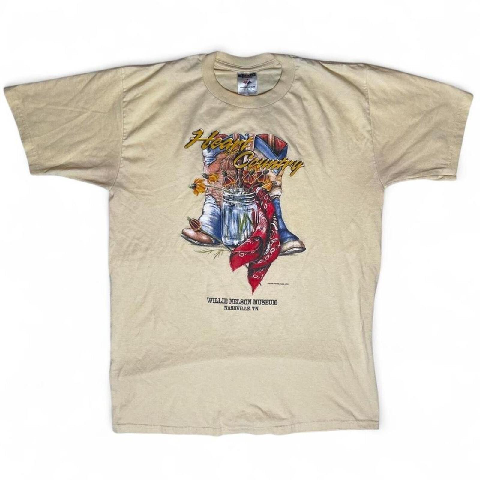 Jerzees 90s Willie Nelson Heart & Country Nashville T-Shirt Size L Size US L / EU 52-54 / 3 - 1 Thumbnail