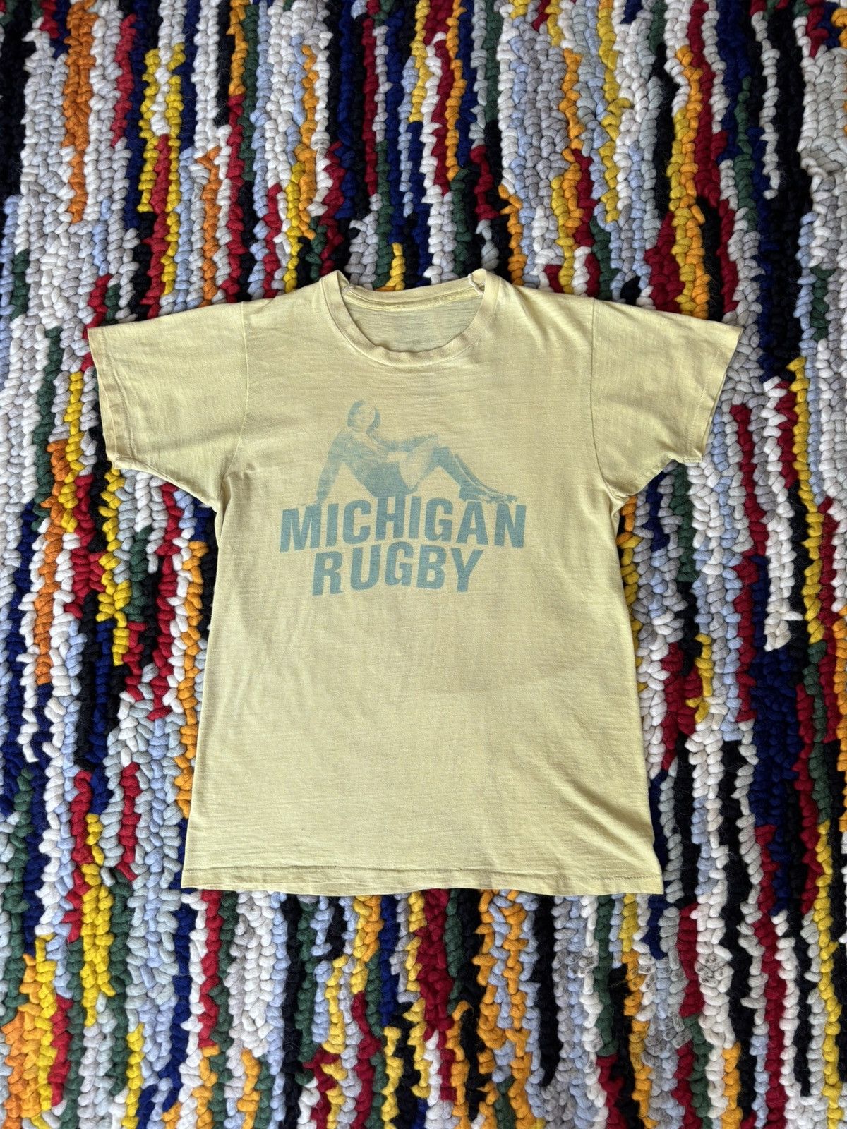 Vintage 1960s Vintage Michigan Rugby Tee Shirt Size US M / EU 48-50 / 2 - 1 Thumbnail