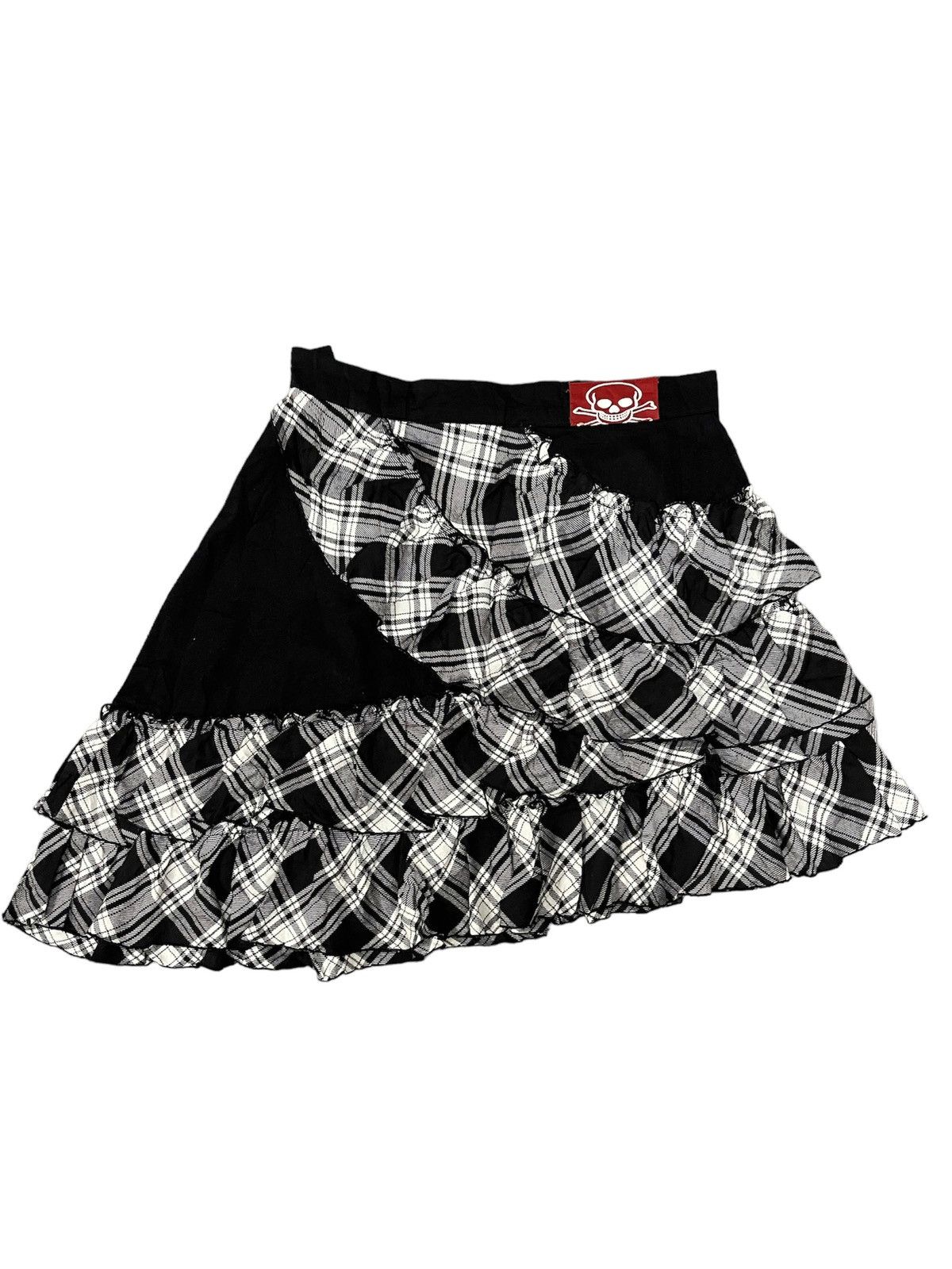 【IONSEOUL】romon checkered unbalanced miniskirt 5FM0040 Japanese Brand × Seditionaries Body Line cross bondage black