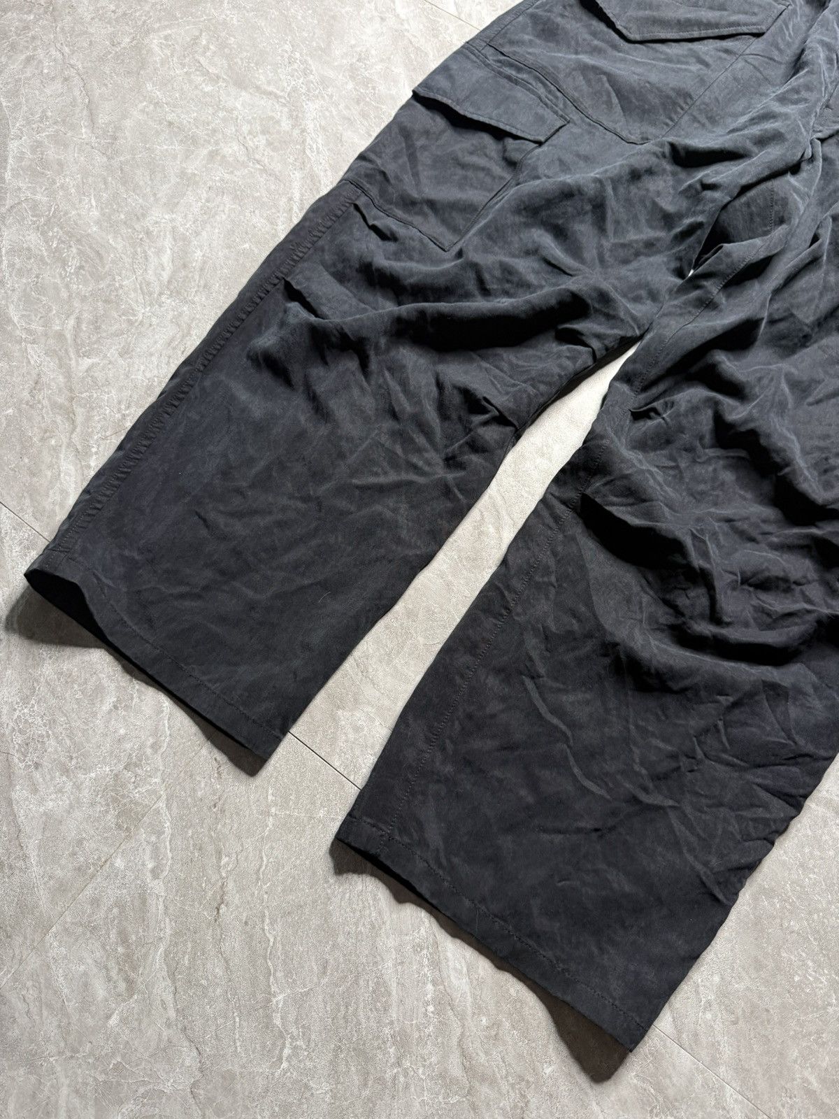 Y-3 Y-3 Washed Black Crinkle Belted Utility Cargo Pants Size US 32 / EU 48 - 5 Thumbnail