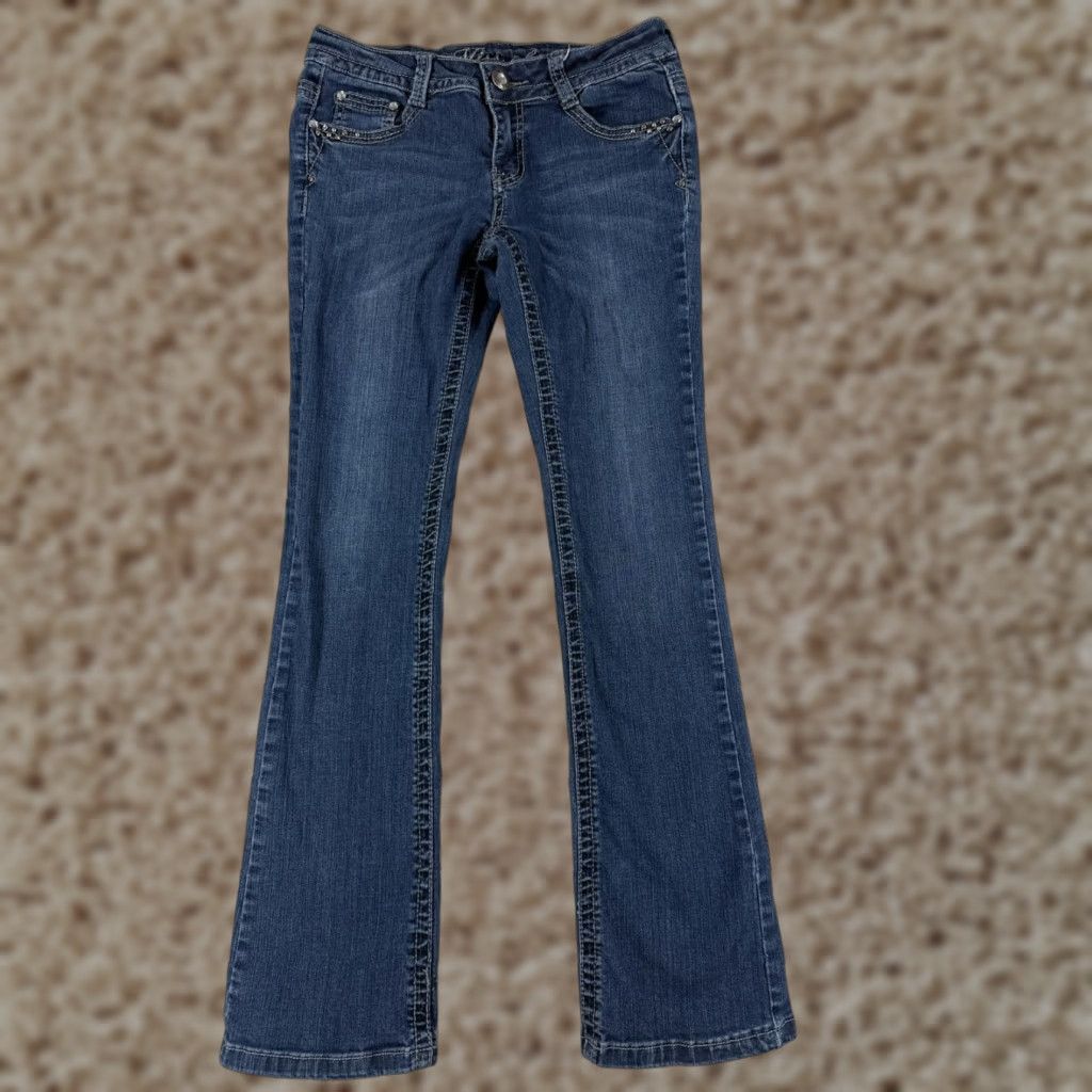 Vintage miss chic Jeans Women Bootcut Denim Blue 30x30 Pocket 5-Pocket Embellished Rhinestone Embroidered Mid Rise 30 Inseam Regular Stretch Size 36" / US 14 / IT 50 - 1 Thumbnail