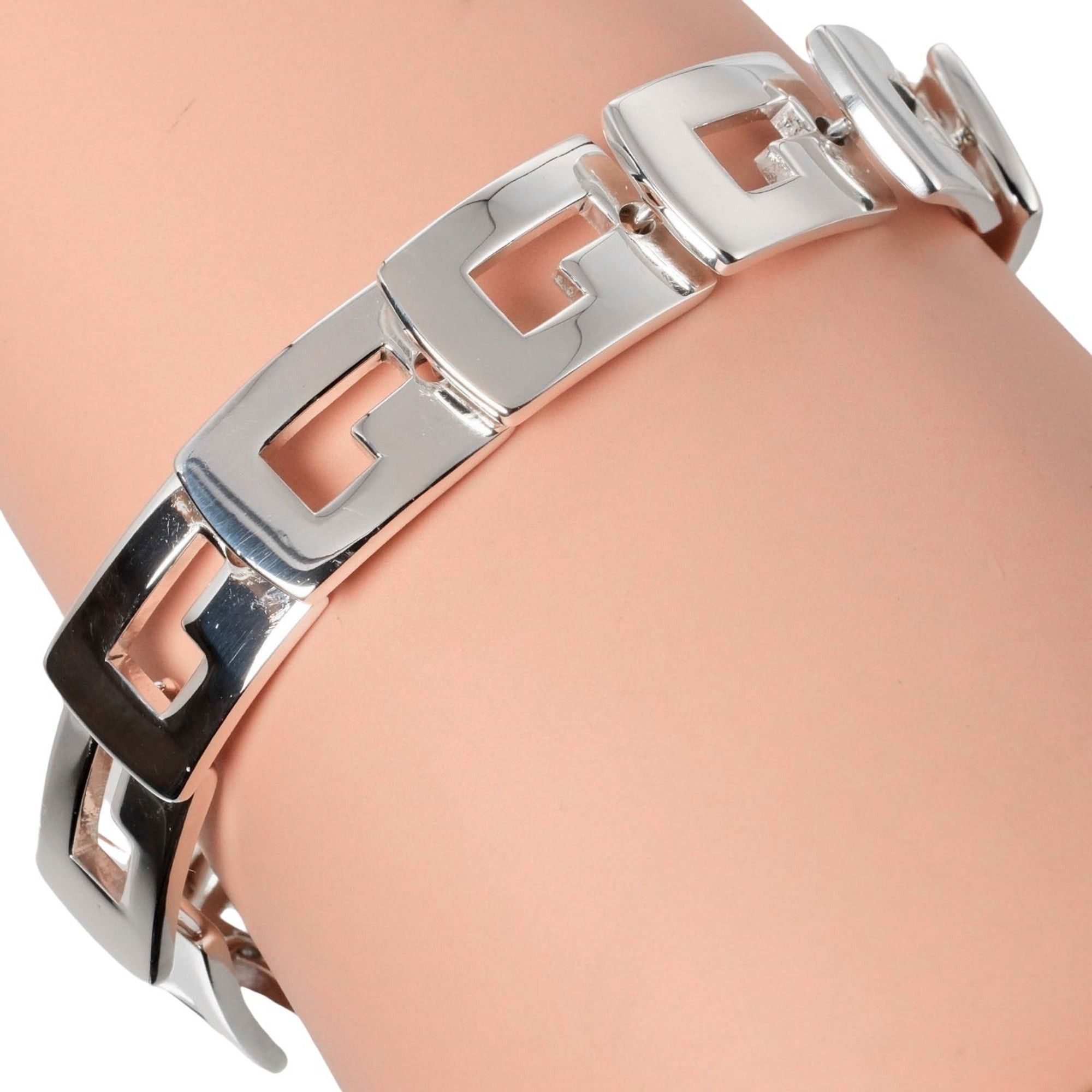 image of Gucci Bracelet G Logo Link Vintage Silver 925 Ladies in Black, Women's