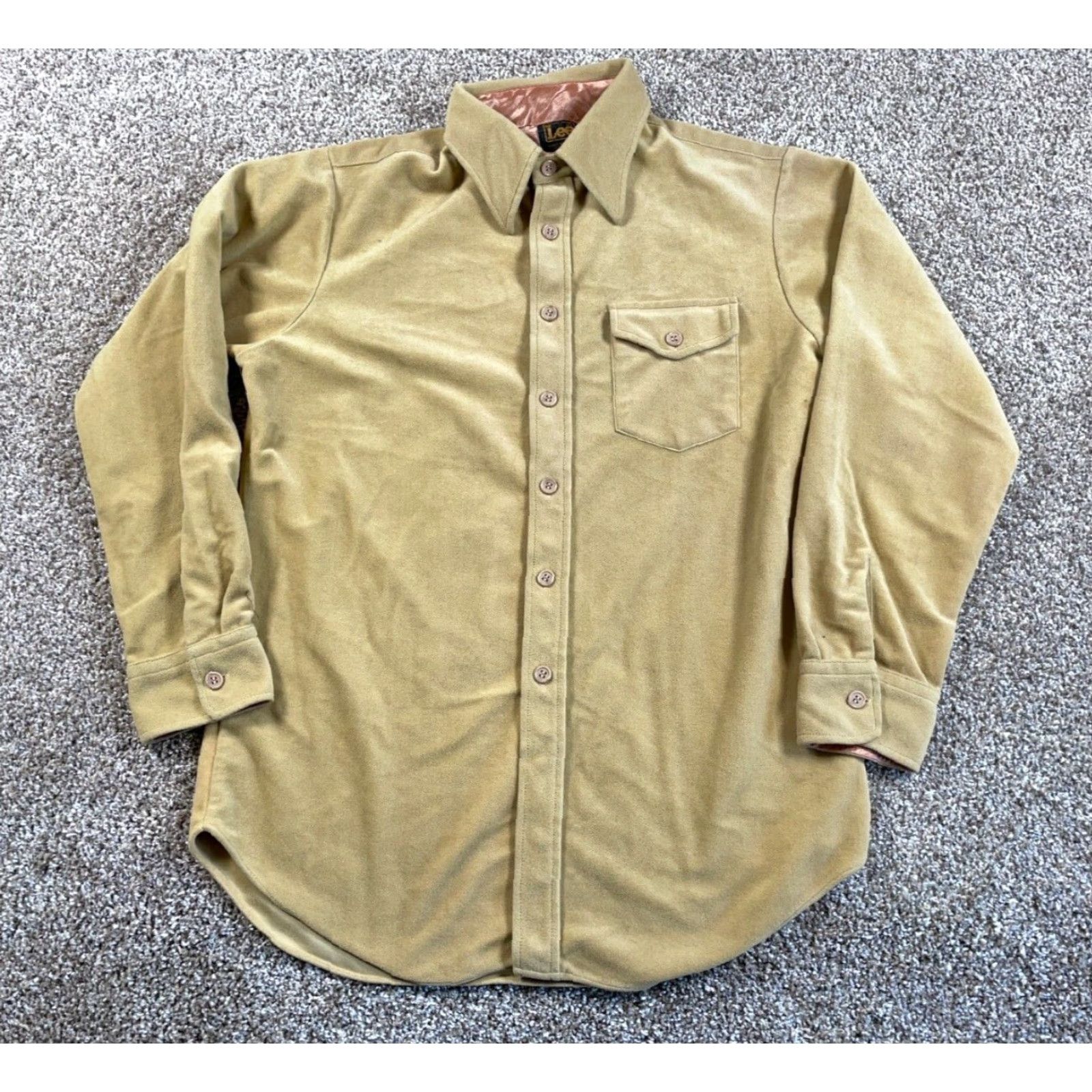 Lee VTG 80s Lee Fleece Shirt Men's Large Beige USA Made Workwear Big Collar Button-Up Size US L / EU 52-54 / 3 - 2 Thumbnail