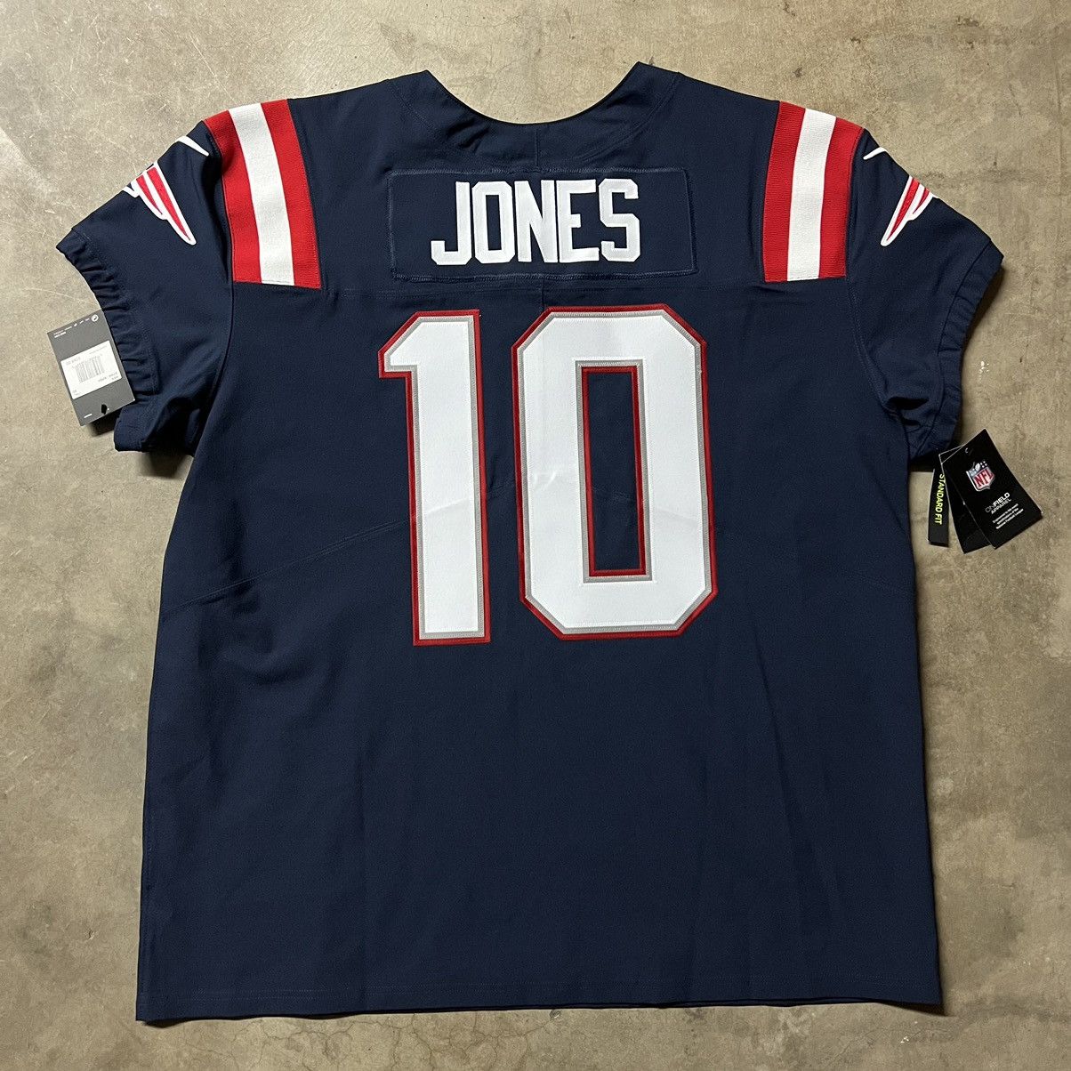 image of New England Patriots Mac Jones 10 Nike Football Jersey in Blue, Men's (Size 2XL)