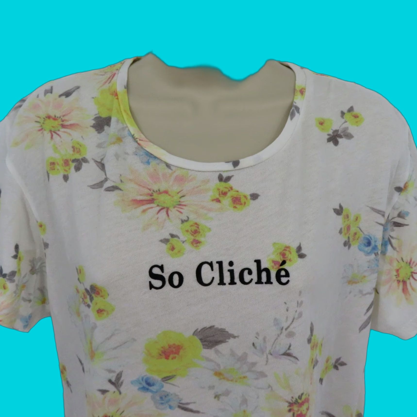 Wildfox Wildfox Shirt Women XS So Cliche Floral Rose Yellow Blue Top Size XS / US 0-2 / IT 36-38 - 1 Thumbnail