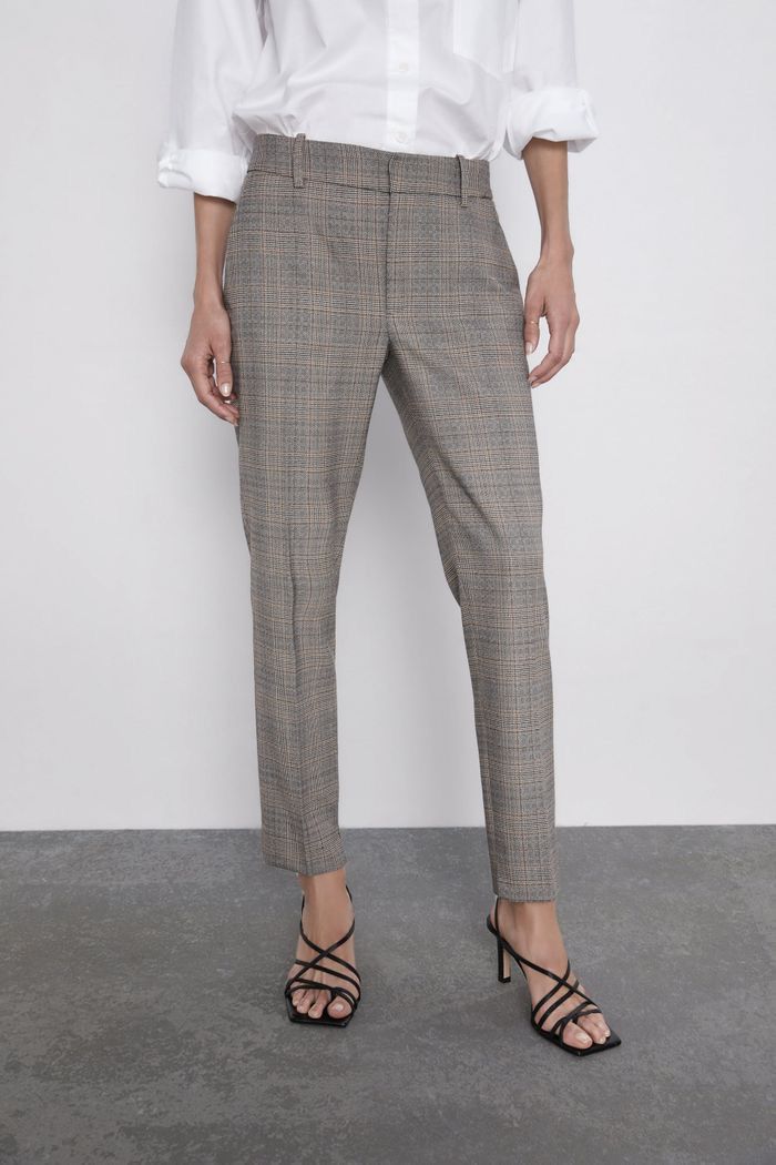 Zara Zara Womens Grey Plaid Check Ankle Tapered Trousers Pants Size 34" / US 12 / IT 48 - 1 Thumbnail