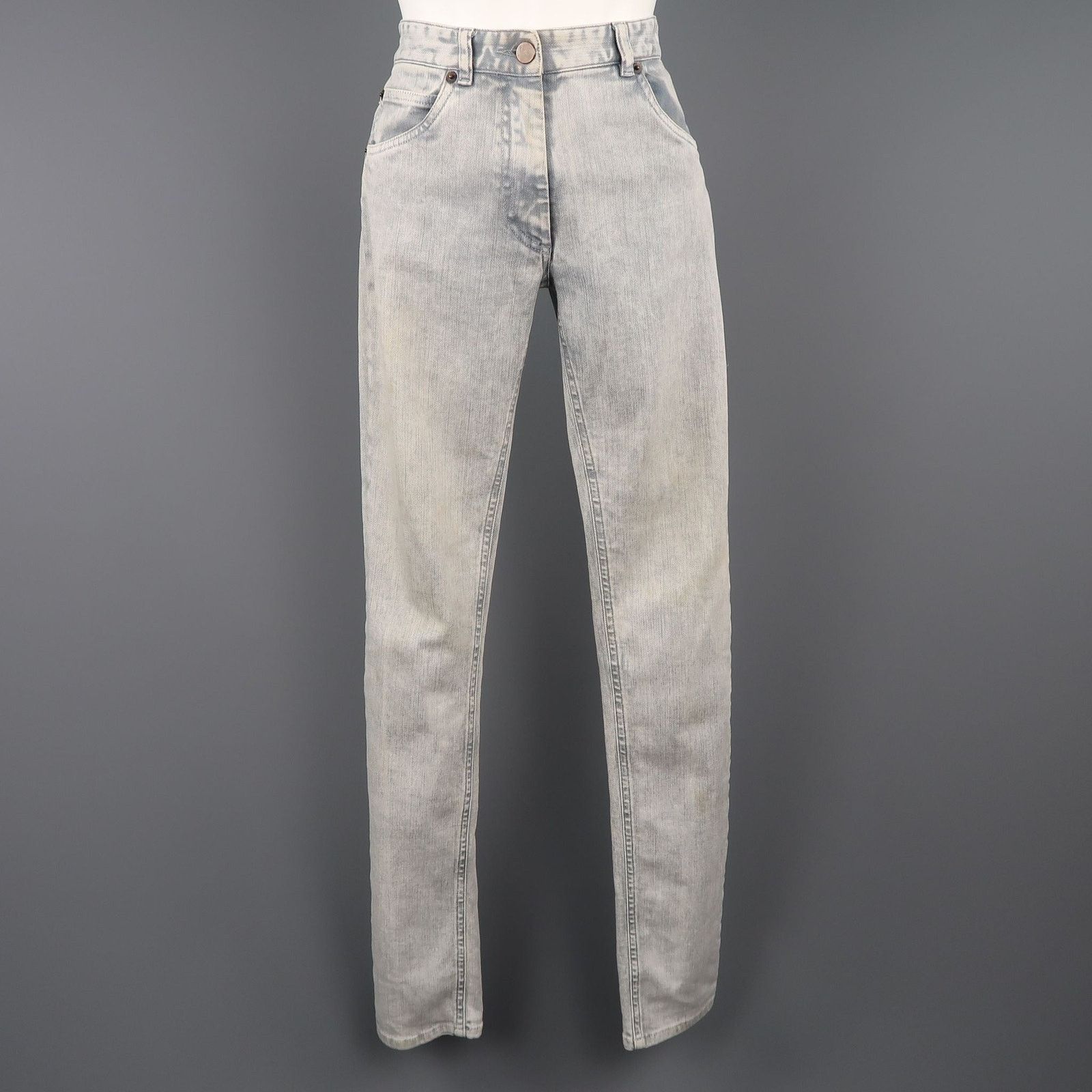 Maison Margiela Size 6 Light Grey Acid Wash Skinny Jeans Size 28" / US 6 / IT 42 - 1 Thumbnail