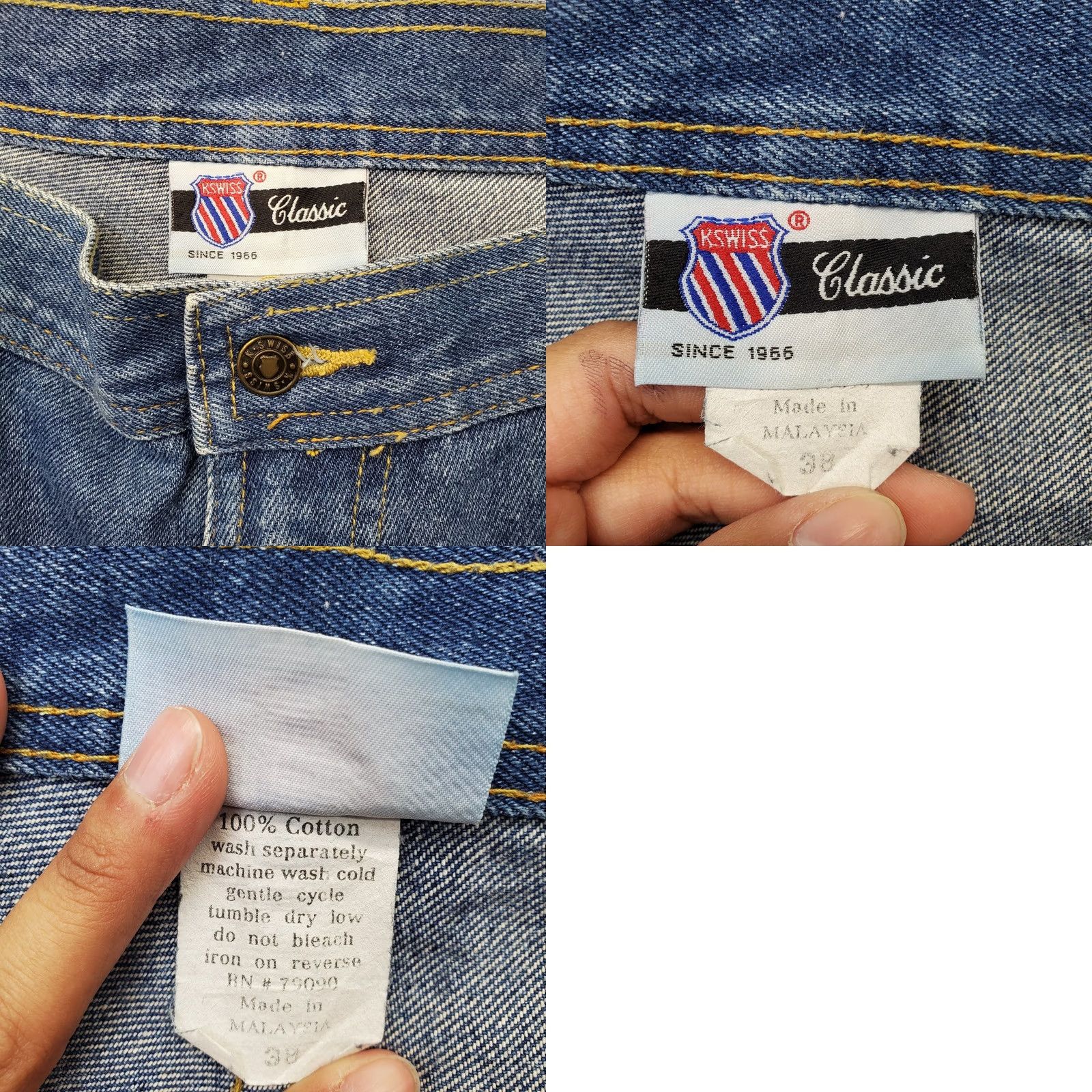 K-Swiss K-Swiss Denim Shorts Mens 38 Blue Classic Fit Patch Logo Medium Wash Low Waist Shirt Mens 38 Blue Vintage: No Size US 38 / EU 54 - 8 Thumbnail