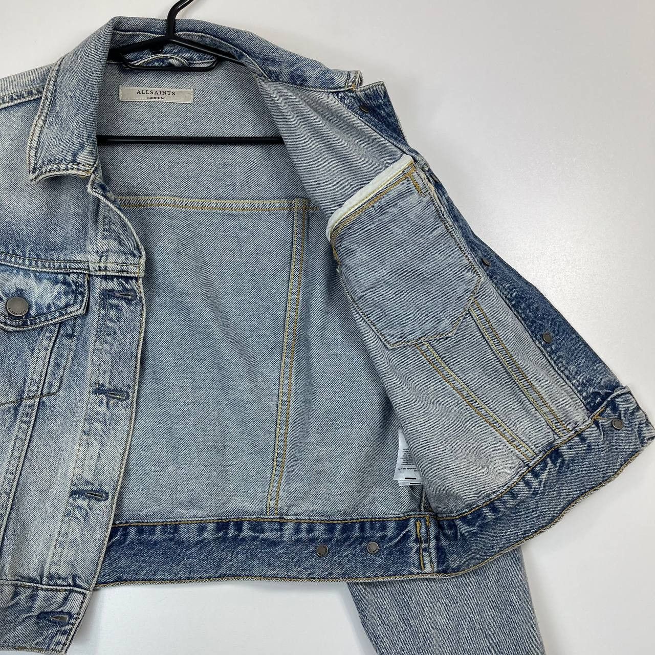 Allsaints AllSaints Womens Cropped Denim Jacket Blue Acid Wash Size M Size US M / EU 48-50 / 2 - 3 Thumbnail