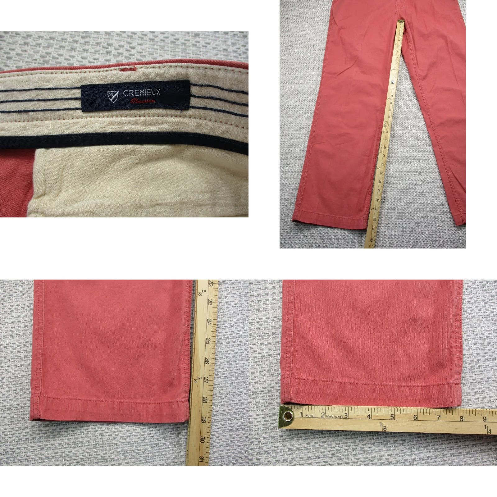 Cremieux Cremieux Classics Mens Pants Chino 34x30 Comfort Stretch Flat Front Pink 90s Logo City Preppy Vintage No Size US 34 / EU 50 - 8 Thumbnail