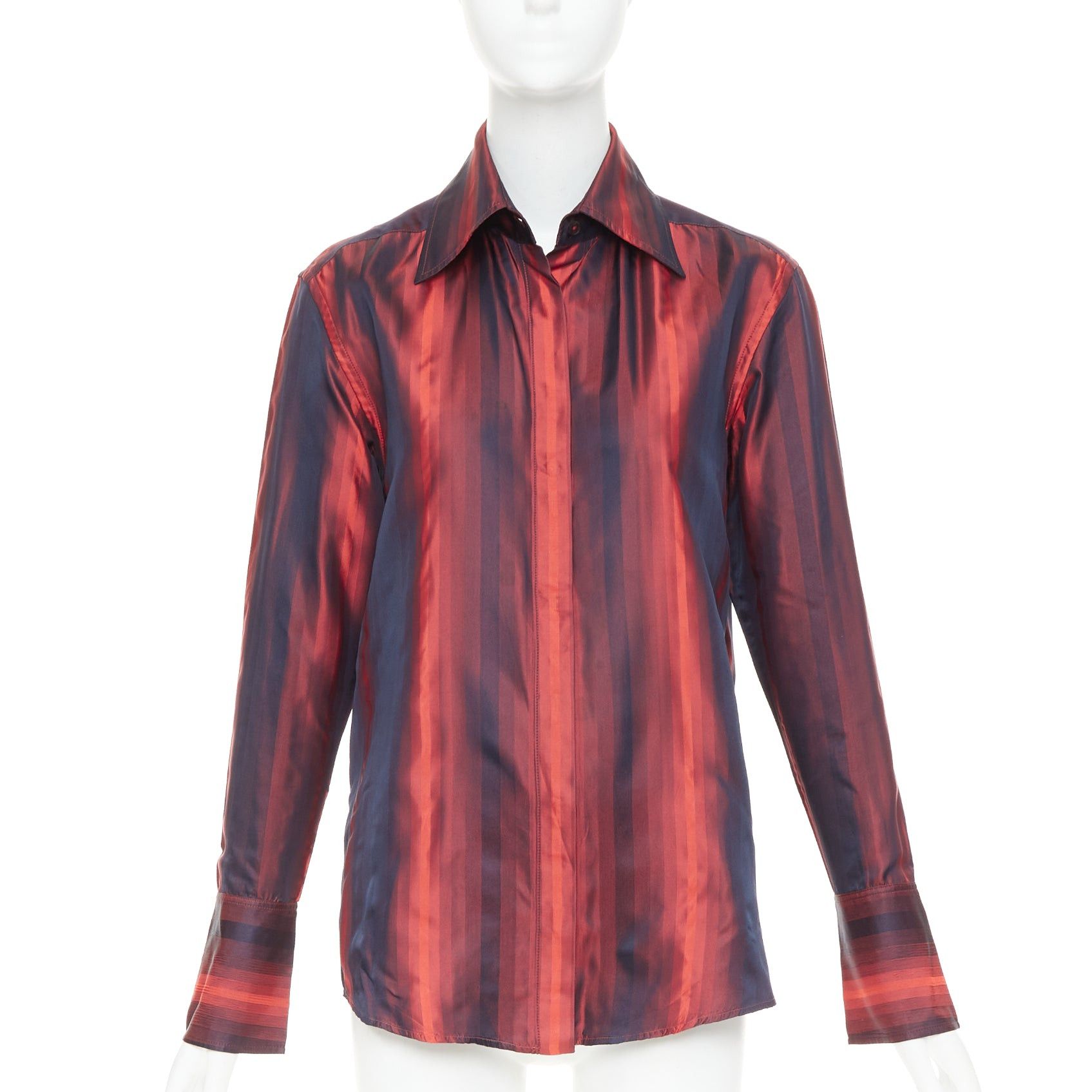 Gucci GUCCI 1997 Tom Ford Vintage orange black gradient striped shirt IT40 S Size S / US 4 / IT 40 - 1 Thumbnail