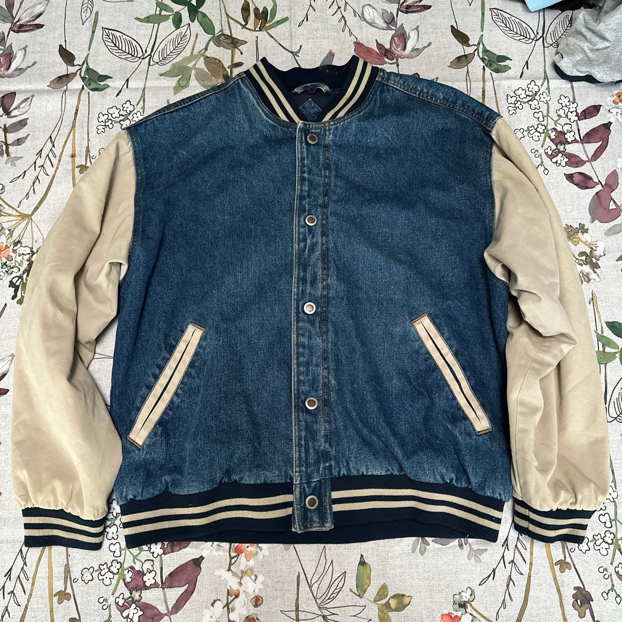 Vintage Denim Varsity Jacket | Grailed
