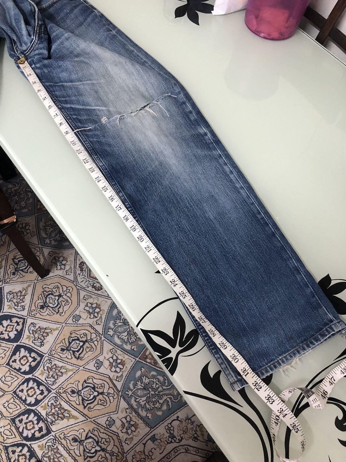 Levi's Vintage Levis 502 Flare Straight Cut Distressed Jeans Size US 37 - 24 Thumbnail