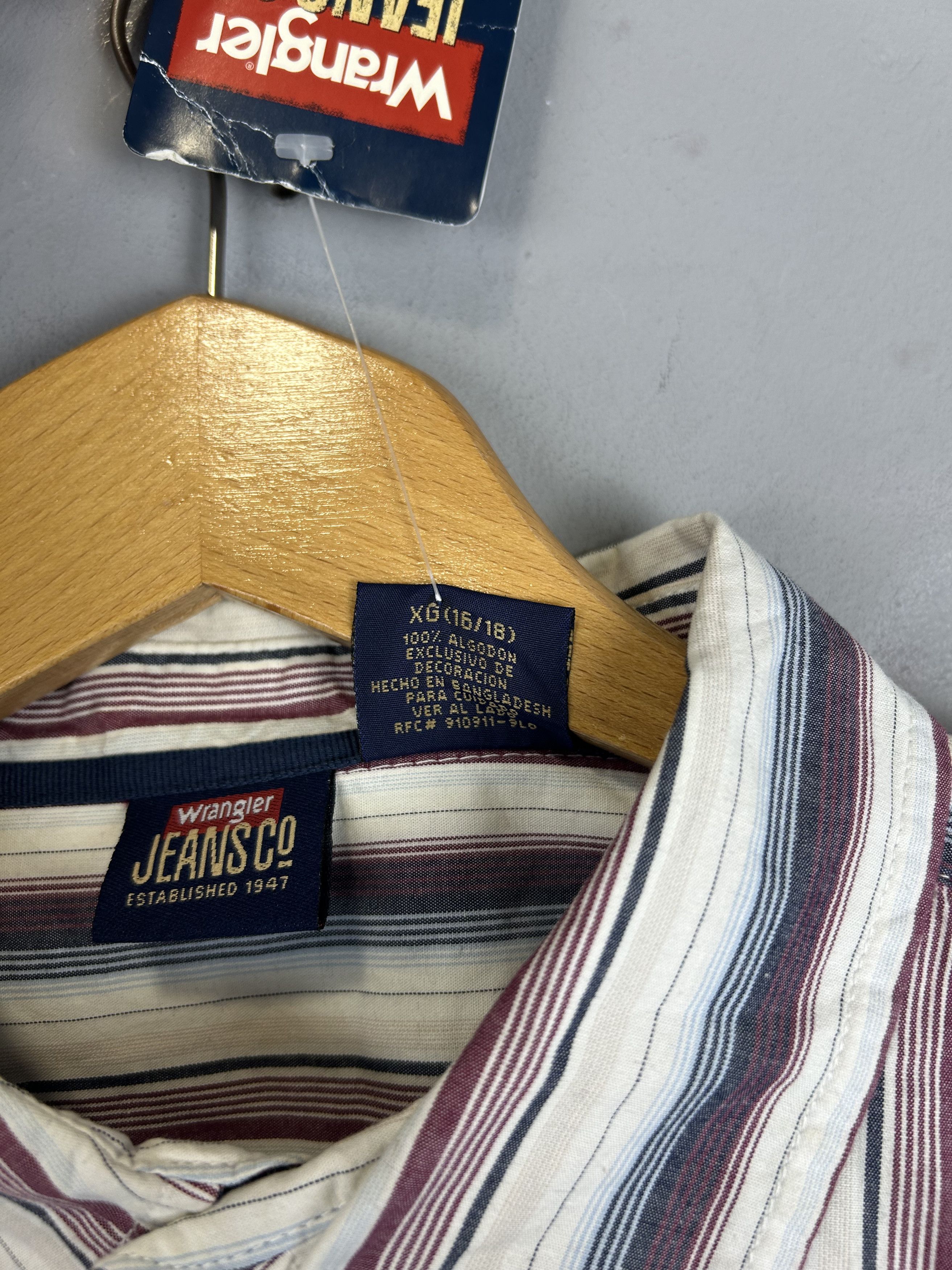 Vintage × Wrangler NWT Wrangler Vintage Striped Shirt Button Long Sleeve Size US S / EU 44-46 / 1 - 9 Thumbnail