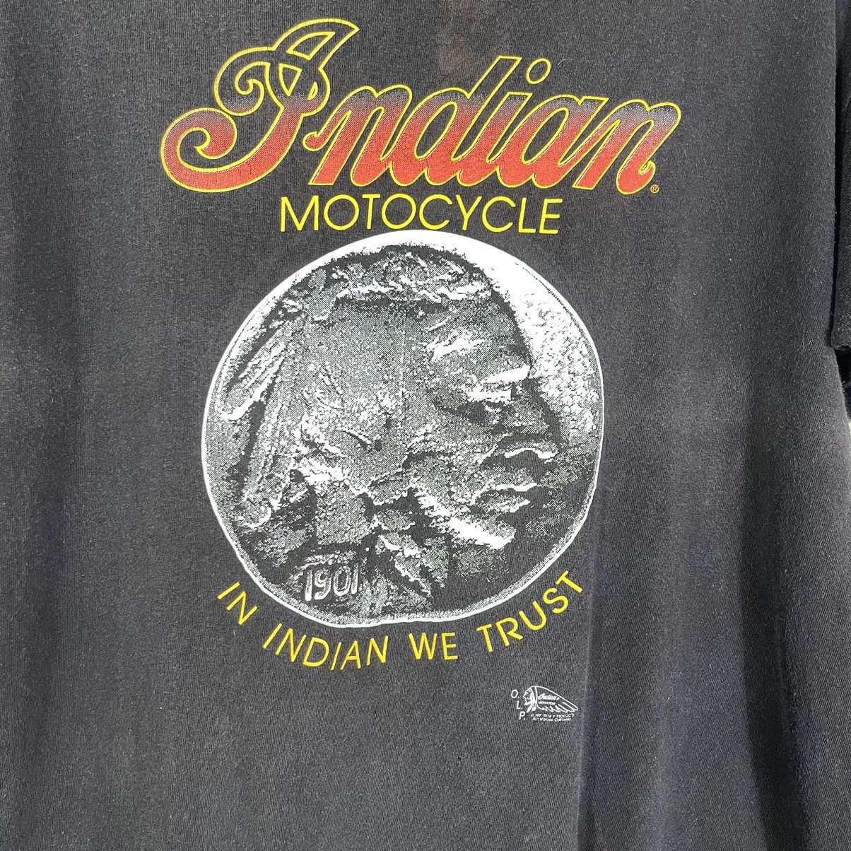 Indian Motorcycle Rare! 90s Vintage Indian Motorcycle Apache Head Fades Tshirt Size US L / EU 52-54 / 3 - 4 Thumbnail