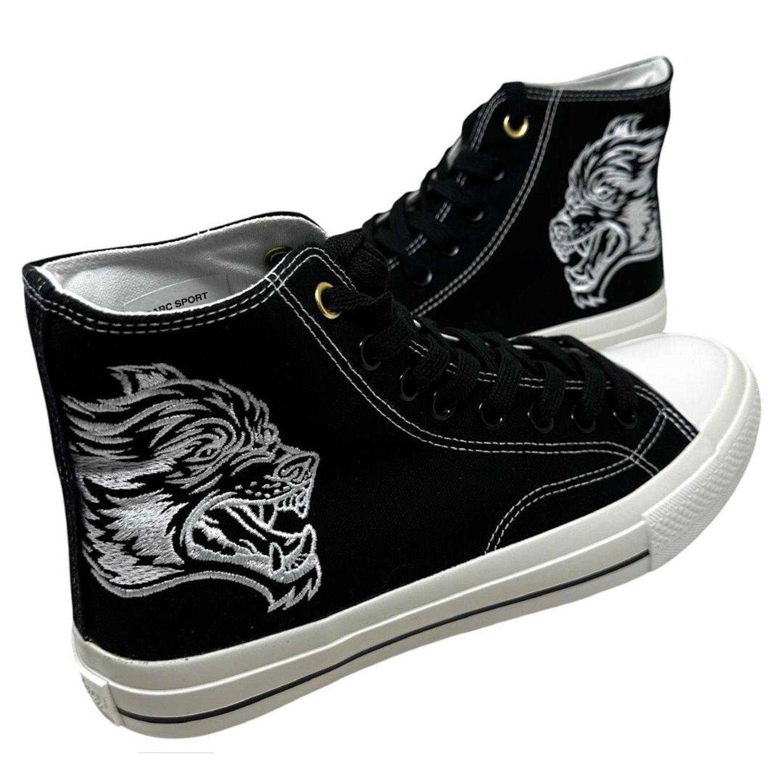 Darc Sport Darc Sport High Top Shoes Embroidered Wolves Sneakers Black Size US 6.5 / EU 39-40 - 3 Thumbnail