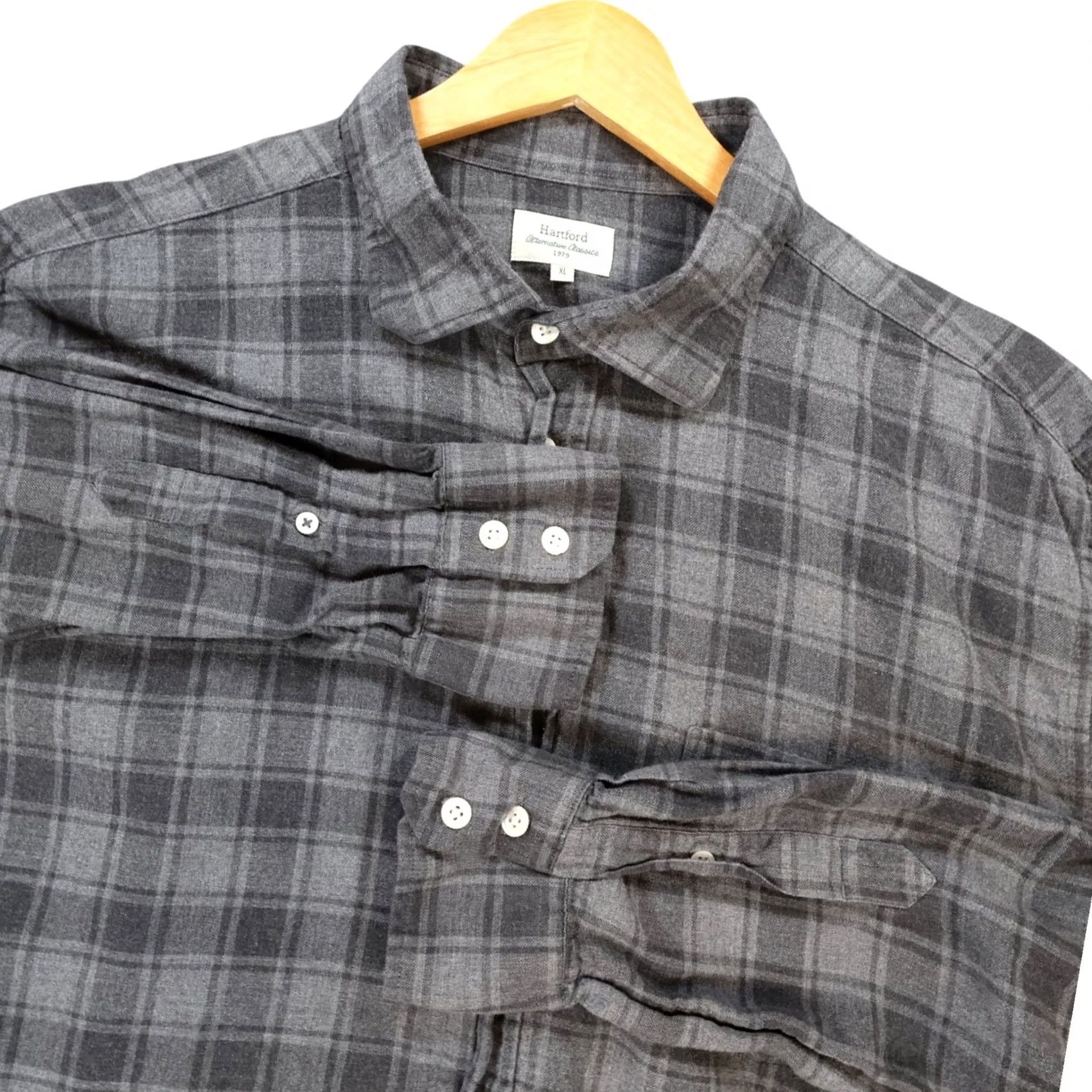 Hartford Hartford Button Up Shirt Mens XL Gray Plaid Flannel Long Sleeve Casual Size US XL / EU 56 / 4 - 3 Thumbnail