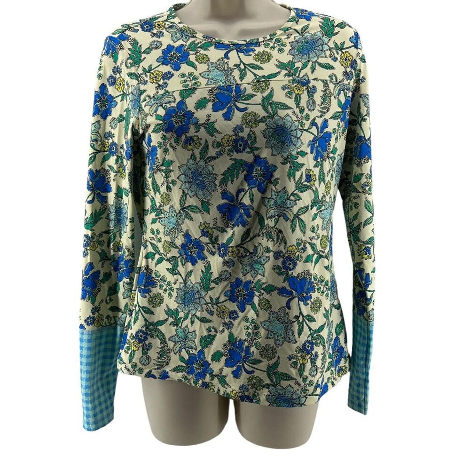 Lands' End Lands' End Print UPF 50 Rash Guard Lotus Floral Gingham XS Size XS / US 0-2 / IT 36-38 - 2 Thumbnail