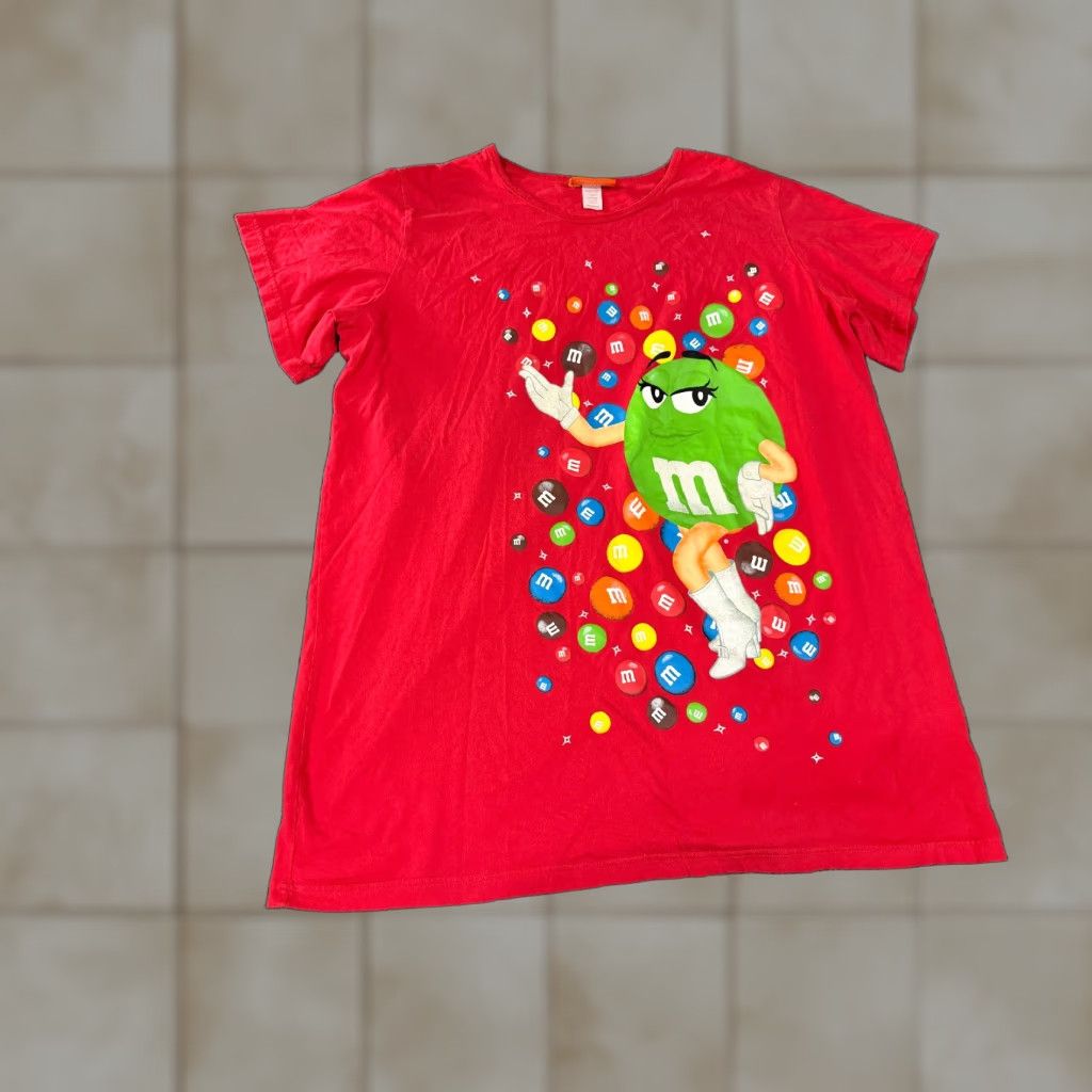 Vintage M&M's Nightgown Womens 1X Red Graphic Cartoon Sleep Shirt Lounge Pajama Top Knit Cotton Short Sleeve Camisole Style Lightweight Size XL / US 12-14 / IT 48-50 - 1 Thumbnail