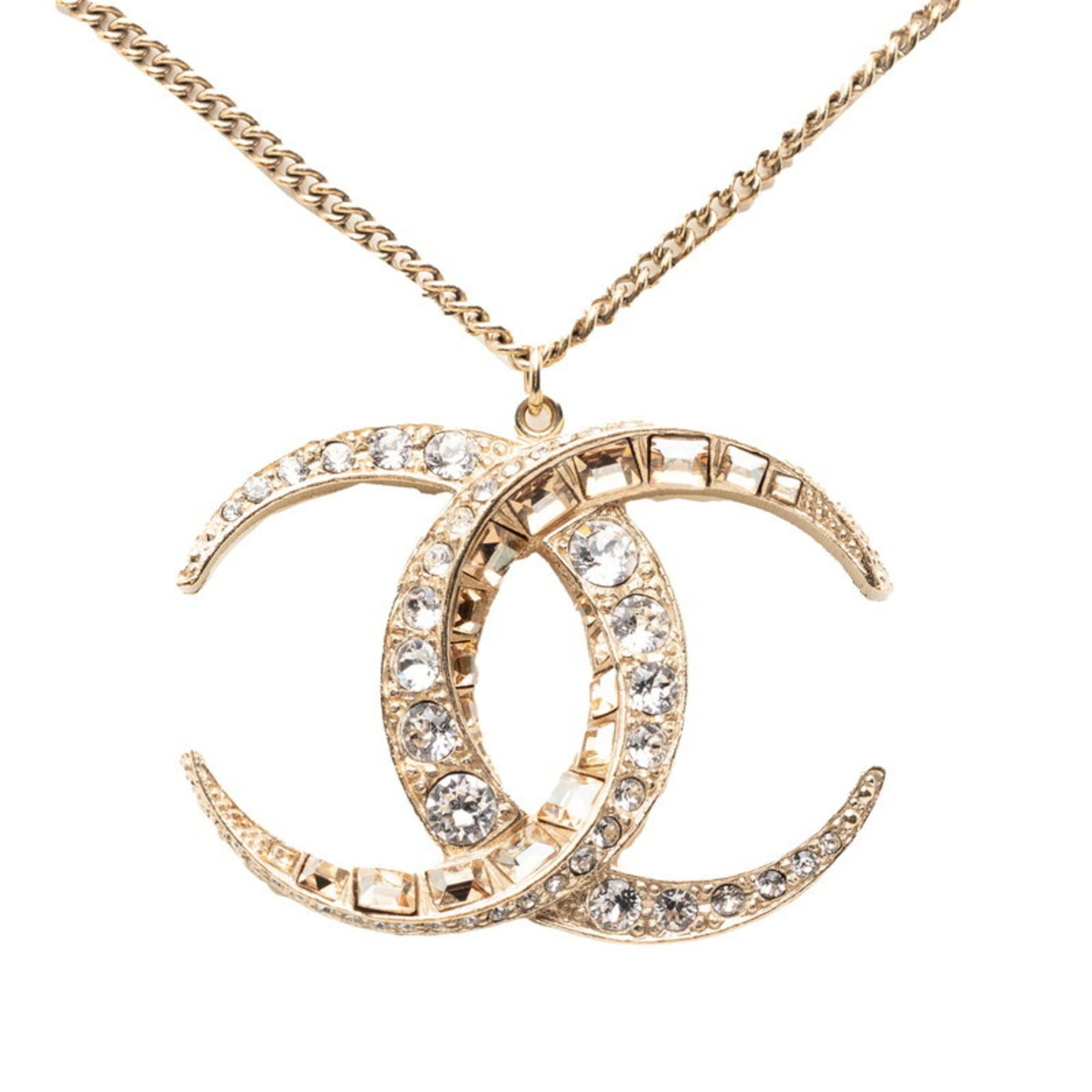 Chanel Chanel Coco Mark Necklace, Gold Plated, Rhinestones, Women's CHANEL Size ONE SIZE - 1 Thumbnail
