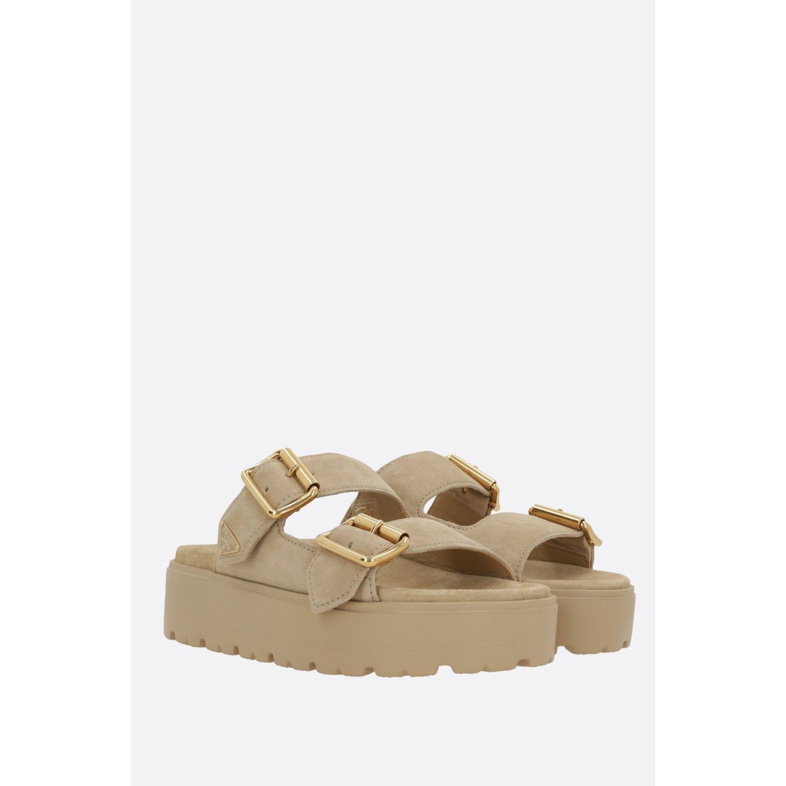 Prada PRADA Ecru Beige Suede Platform Sandals New & Authentic (Wom Size US 8.5 / IT 38.5 - 2 Thumbnail