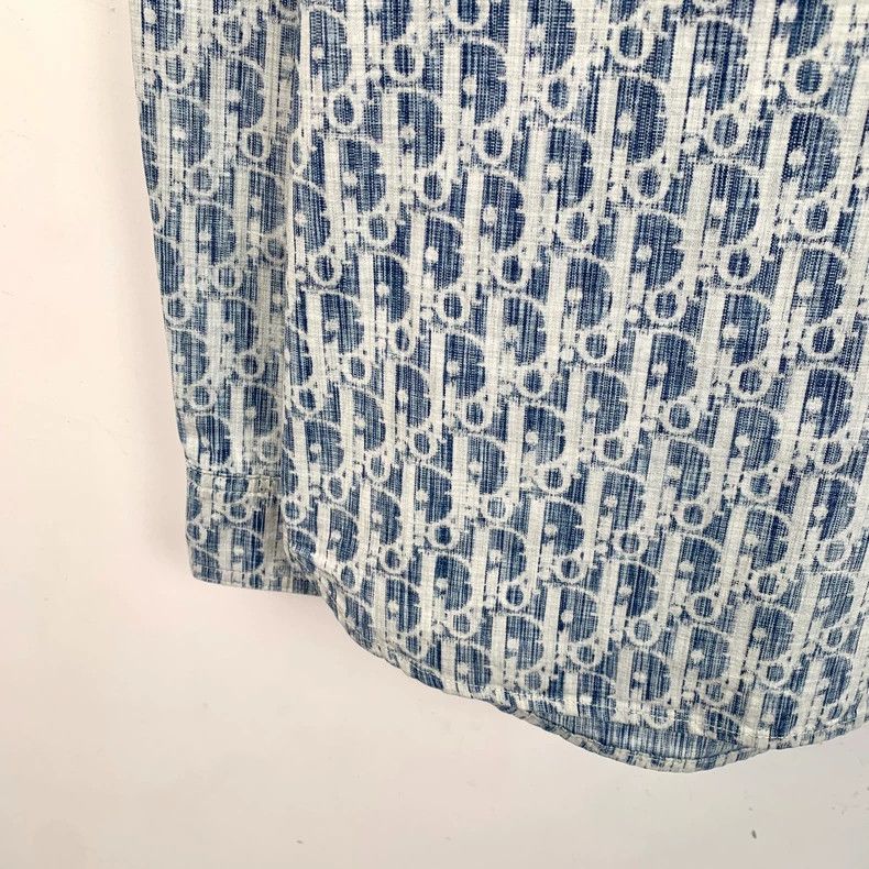 Dior Dior Blue logo old flower full print cotton lapel single-br Size US XS / EU 42 / 0 - 4 Thumbnail
