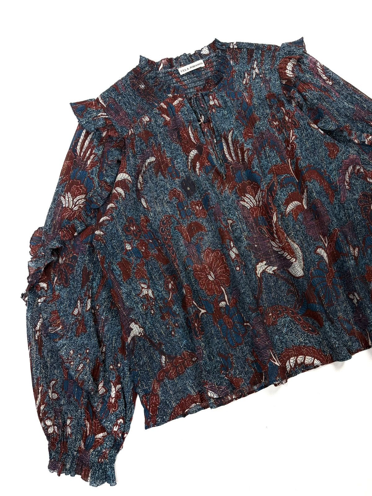 Ulla Johnson Ulla Johnson Lara Silk Floral Sheer Blouse Designer Japan Size M / US 6-8 / IT 42-44 - 5 Thumbnail