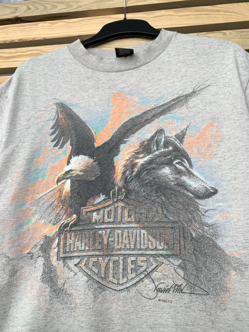 Harley Davidson × Vintage Vintage 1995 3D Emblem Harley Davidson Wolf & Eagle T Shirt Size US L / EU 52-54 / 3 - 4 Thumbnail
