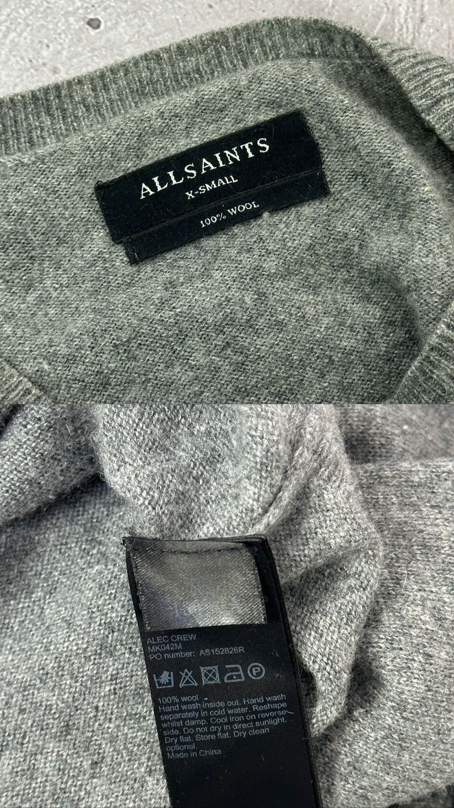 Allsaints × Vintage Allsaints Alec Crew Neck Grey Wool Long Sleeve Sweater Size US M / EU 48-50 / 2 - 7 Thumbnail