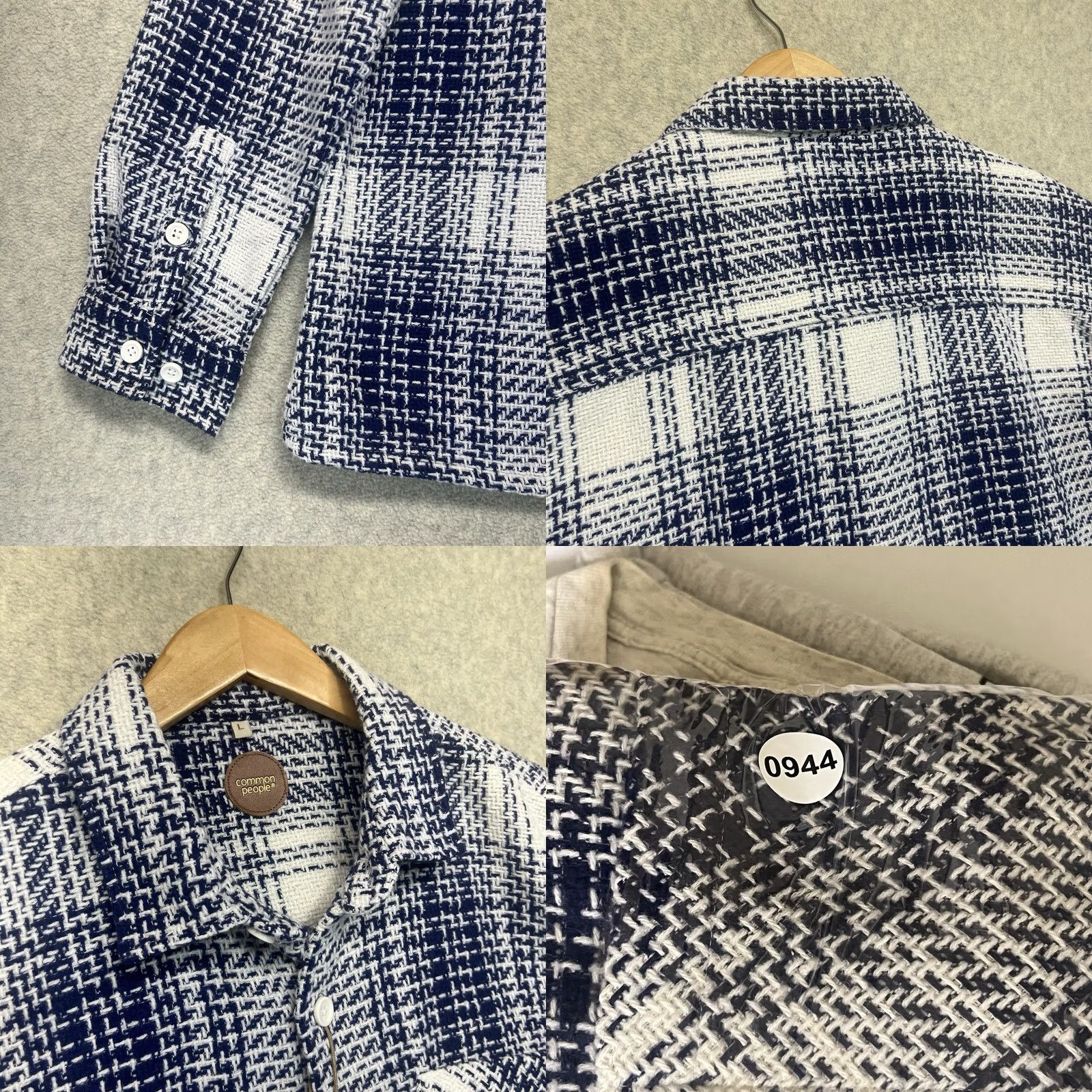 Vintage Common People Jacket Check Navy White Overshirt Size L Men’s NWT Button Front Casual Polyester One Word: Jacket Size US L / EU 52-54 / 3 - 8 Thumbnail