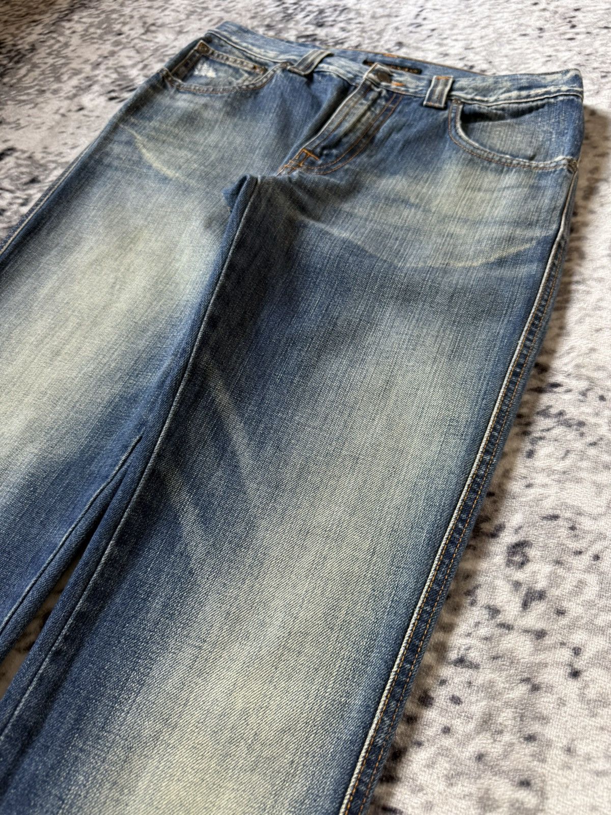 Nudie Jeans Vintage Nudie Low Slim Jim Indigo Thread Jeans Size US 30 / EU 46 - 6 Thumbnail
