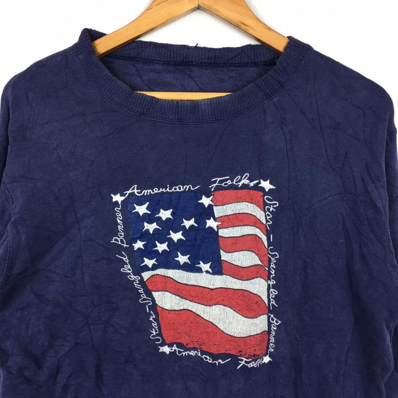 Vintage Vtg AMERICAN FOLK Singer Concert Tour Band USA Flag Size US M / EU 48-50 / 2 - 2 Thumbnail