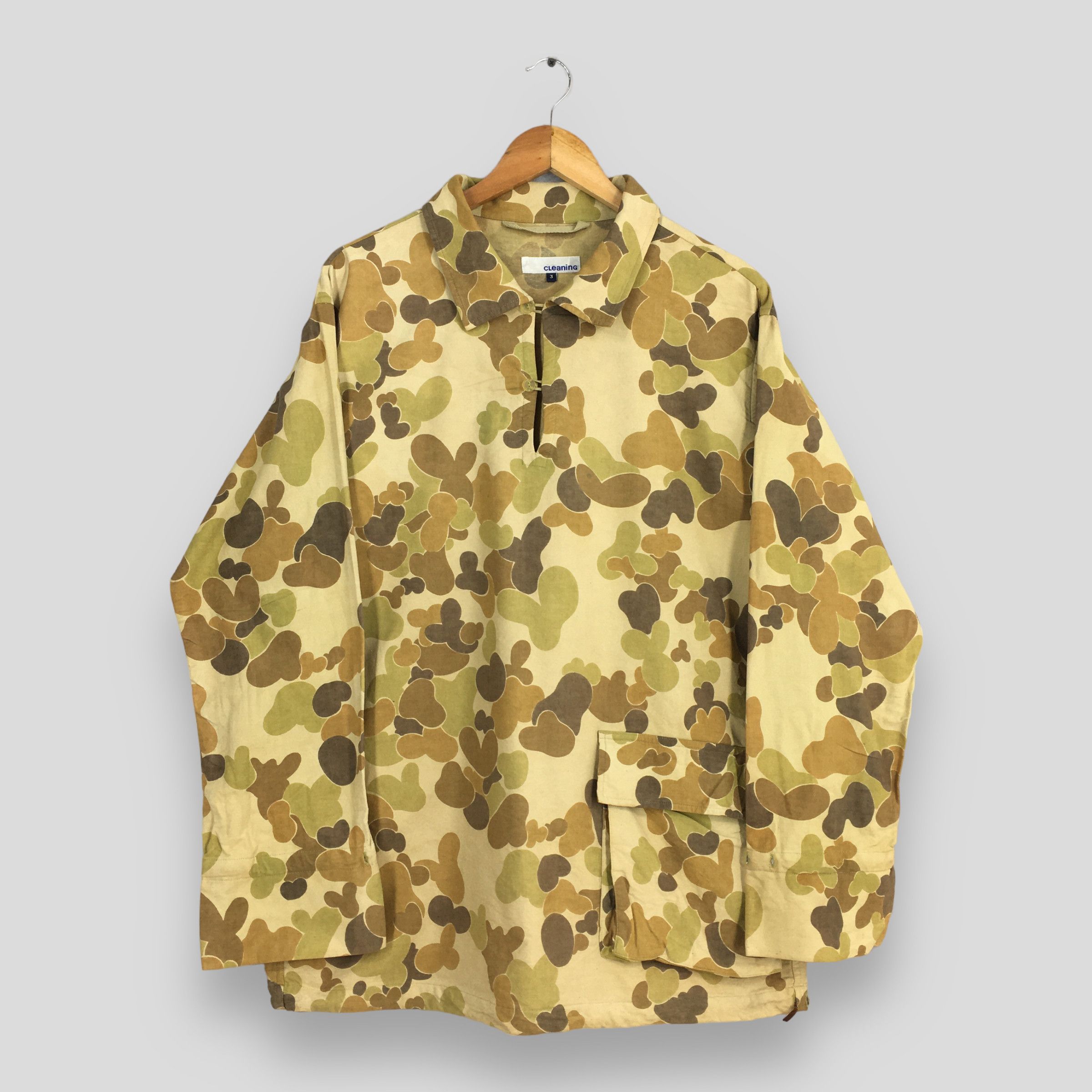 image of Military x US Air Force Vintage Camouflage Duck Hunter Brown Pullover Shirt L in Yellow (Size Large