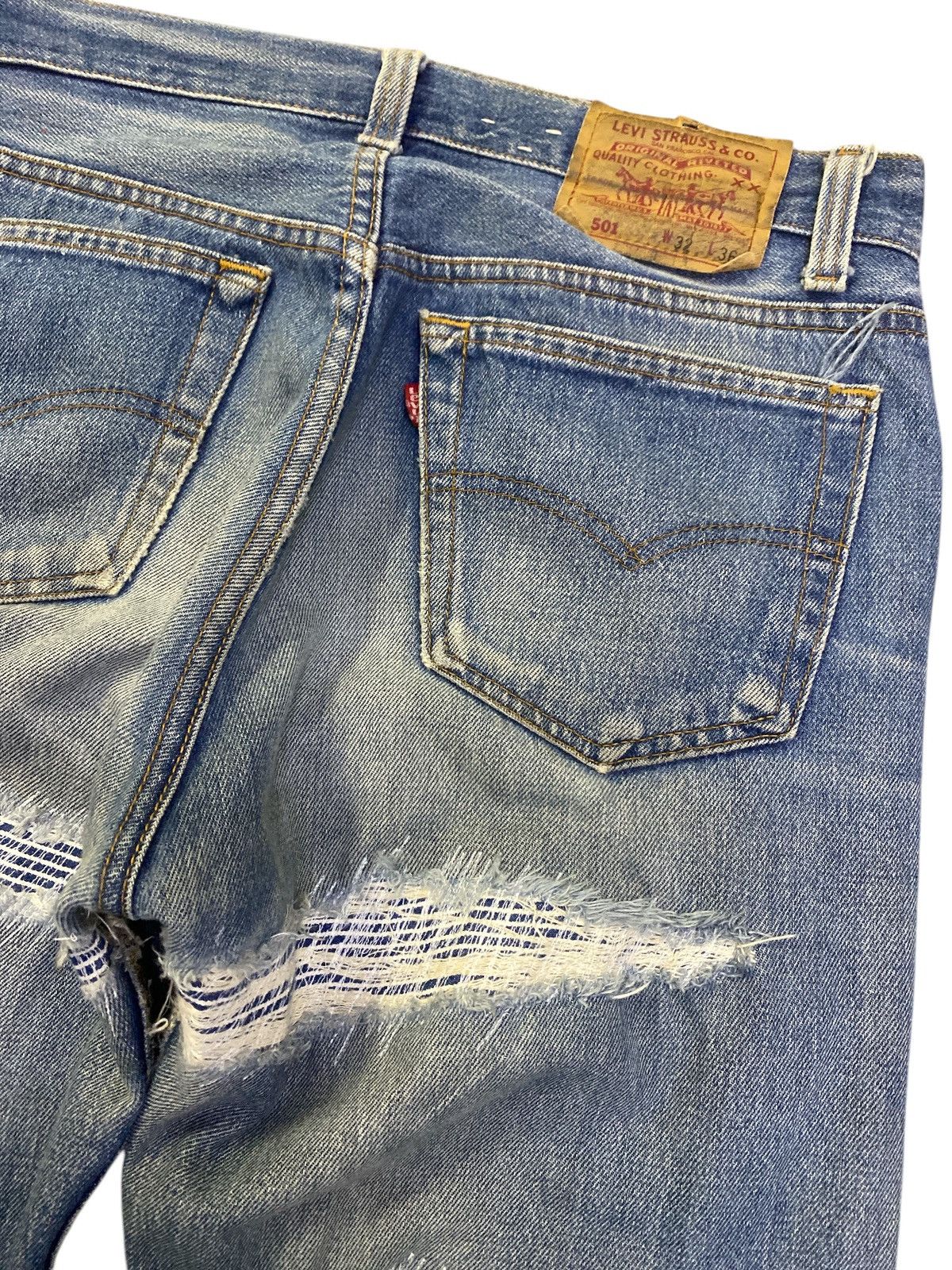 Levi's × Vintage Vintage Levi’s 501 Patchwork Repaired Jeans Size US 32 / EU 48 - 10 Thumbnail