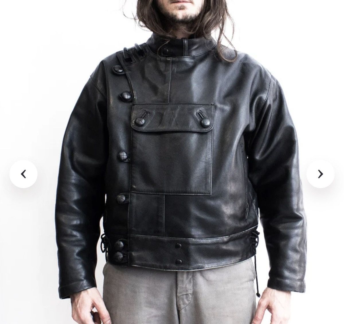 Vintage Vintage Archive 1980s Cropped Leather Military Jacket Size US L / EU 52-54 / 3 - 7 Thumbnail