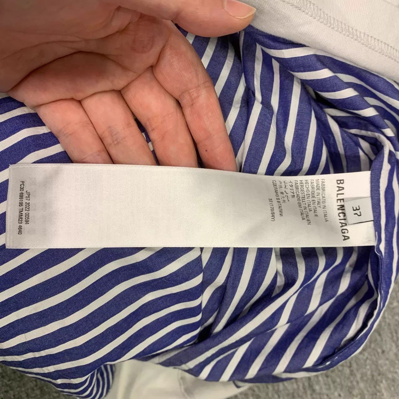 Balenciaga BALENCIAGA Blue Striped Lock Embroidery Shirt 37 (95% New) Size US XS / EU 42 / 0 - 7 Thumbnail