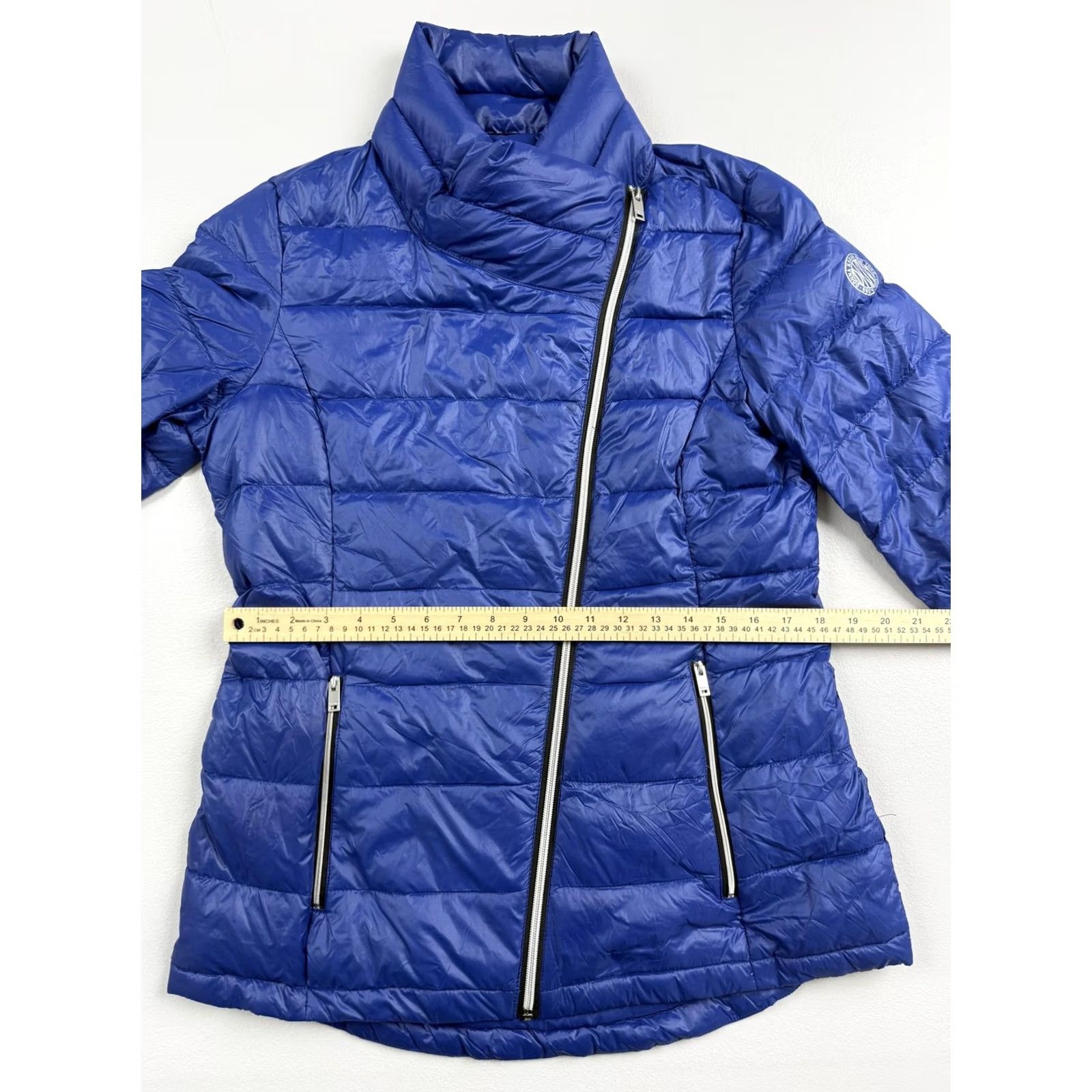 DKNY DKNY Jacket Womens M Blue Asymmetrical Zip Quilted Puffer Lightweight Mid-Length Casual Fall Winter Size M / US 6-8 / IT 42-44 - 5 Thumbnail