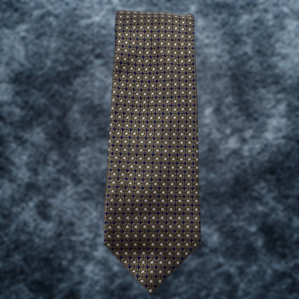 Jos. A. Bank Jos. A. Bank Men 100% Silk Necktie Brown Blue Geometric Classic 90s Y2K Retro Tie Size ONE SIZE - 1 Thumbnail