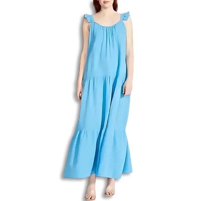 Steve Madden Steve Madden Maxi Dress Ruffled Flutter Straps Blue M NWOT Size M / US 6-8 / IT 42-44 - 1 Thumbnail