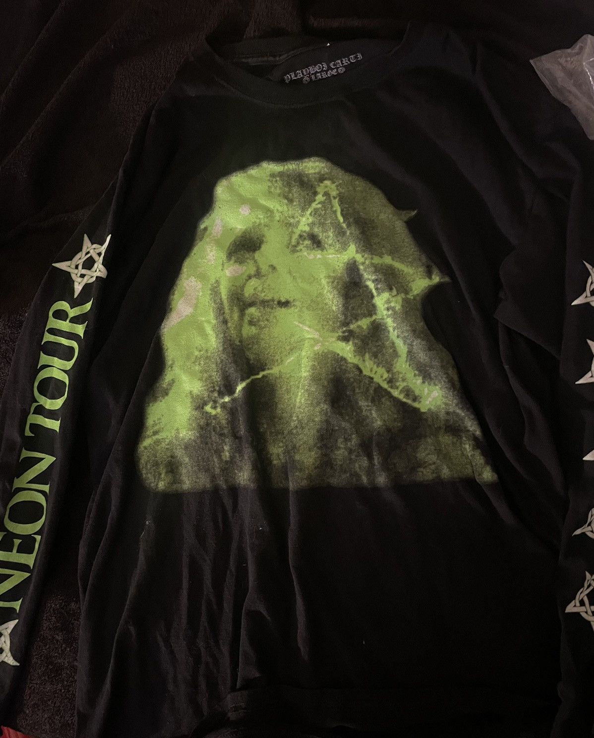 image of Playboi Carti Neon Tour Tee in Black, Men's (Size Large)