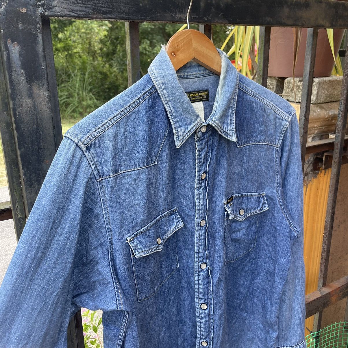 Lee × Vintage 🔥🔥Lee Stoned Wash Double Pocket Ripped Western Denim Shirts Size US L / EU 52-54 / 3 - 8 Thumbnail