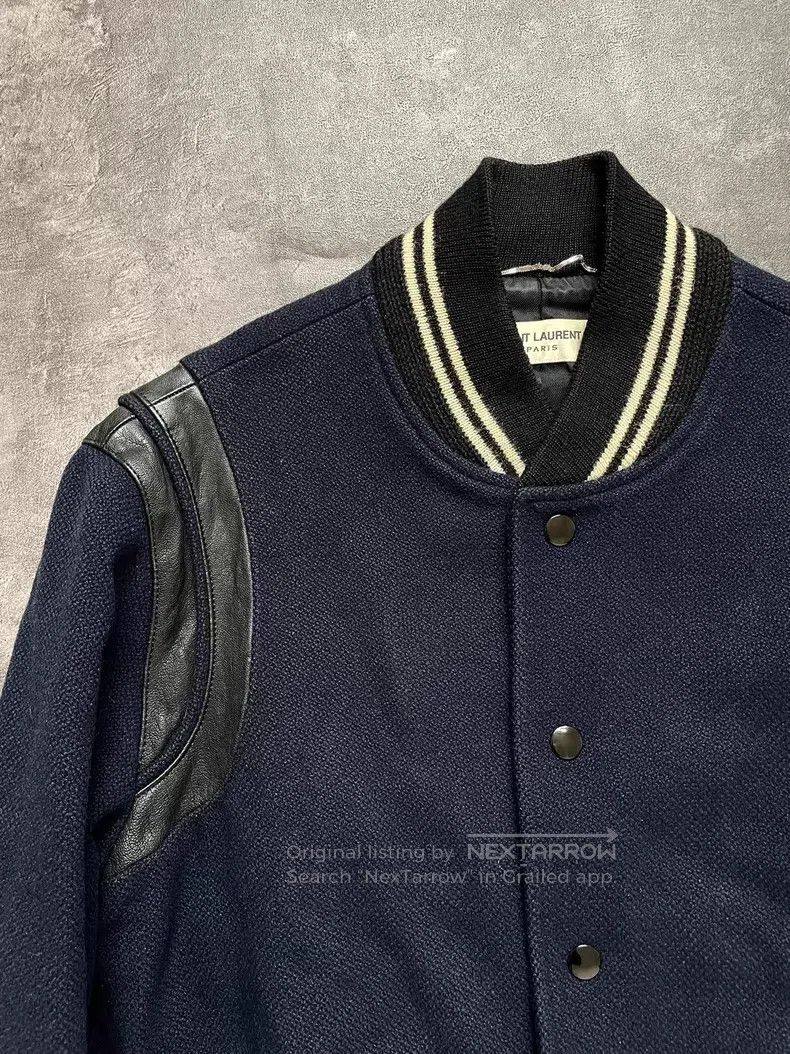 Saint Laurent Paris Saint Laurent Paris Navy Blue Patchwork Wool Baseball Jack Size US S / EU 44-46 / 1 - 3 Thumbnail