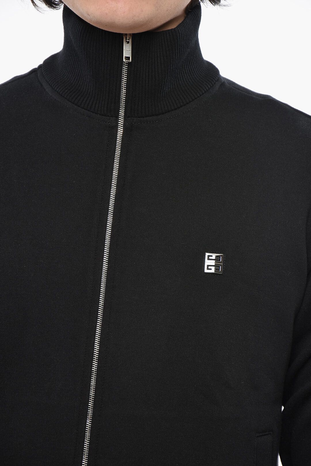 Givenchy og1mm0326 Mock Neck Cotton-Stretch Sweatshirt in Black Size US XS / EU 42 / 0 - 3 Thumbnail