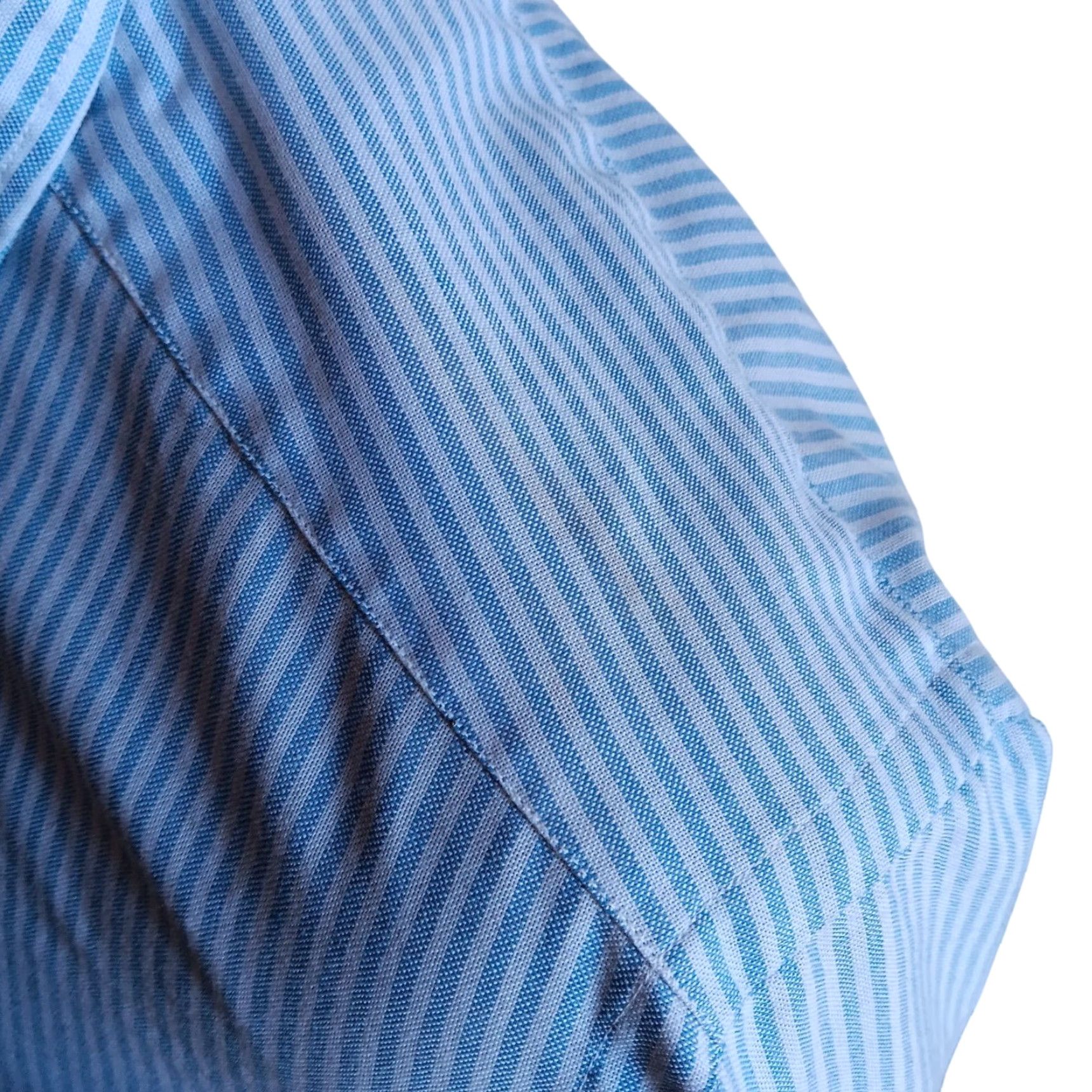 VINTAGE Shirt Brokers 70s Dress Shirt Large Blue Striped Embroidered Monogram Long Sleeve Mens