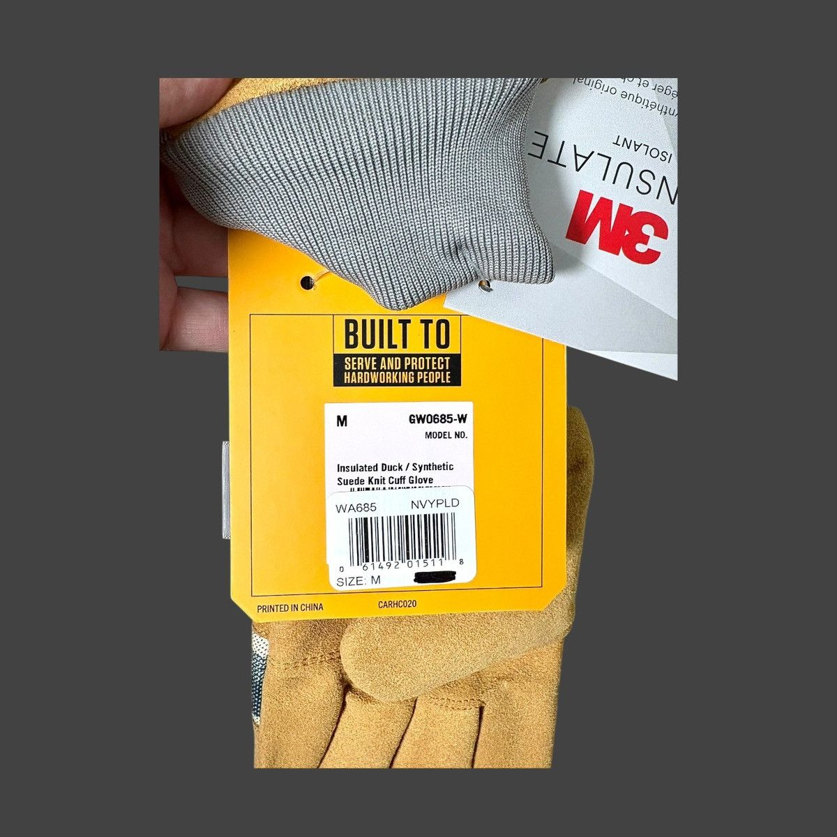 Carhartt Carhartt WA685 Duck Knit Rib Cuff Work Gloves Insulated Sz M Size ONE SIZE - 8 Thumbnail