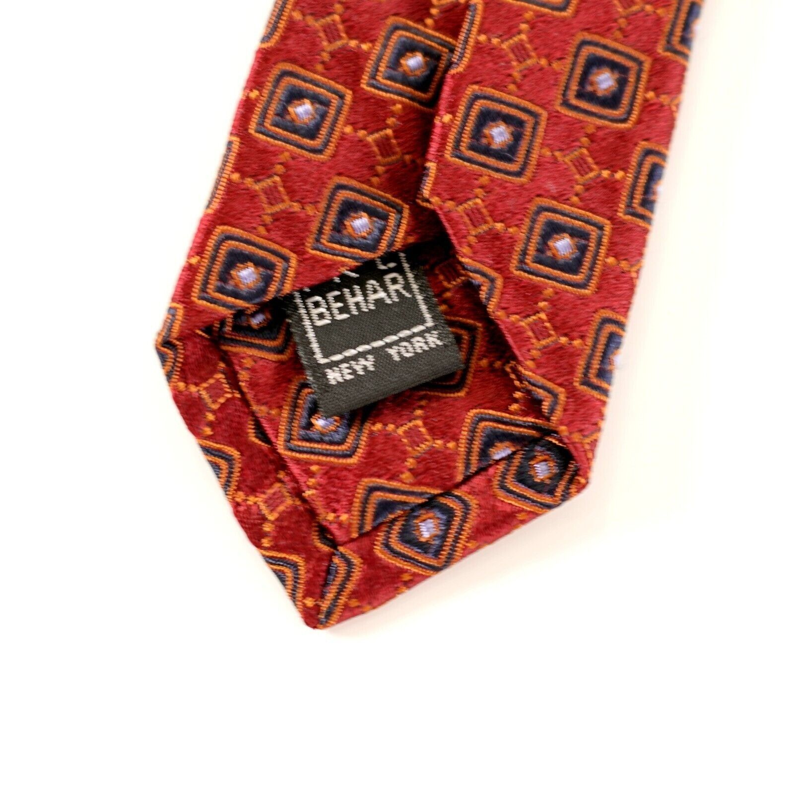 Ike Behar Ike Behar New York Red Black Geometric Woven Wide Silk Tie Size ONE SIZE - 4 Thumbnail