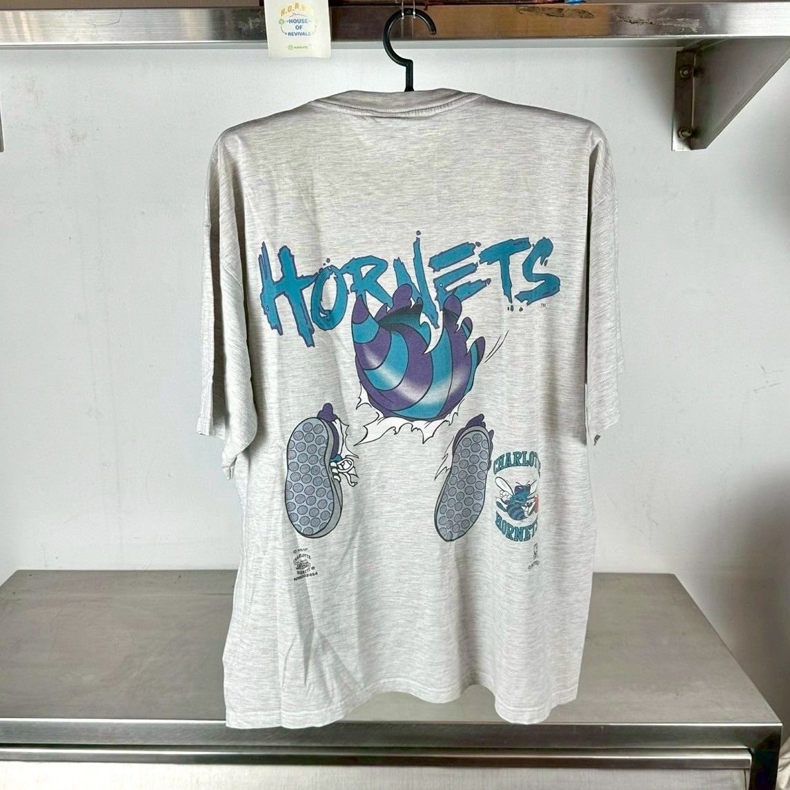 NBA × Vintage ​Vintage 90s Charlotte Hornets Mascot Breakthrough NBA Tee Size US XL / EU 56 / 4 - 2 Thumbnail